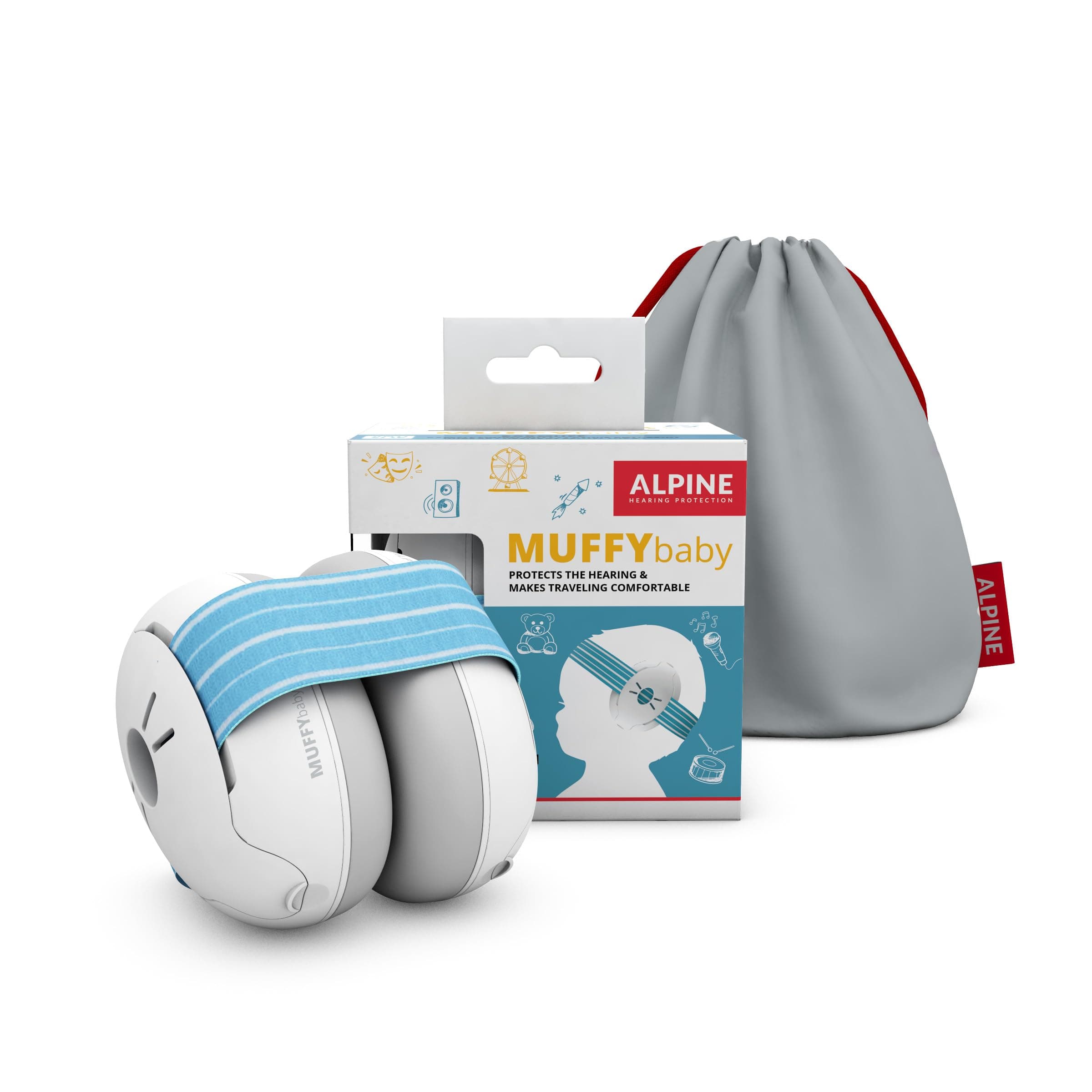 Alpine Muffy Baby - 36ヶ月までの赤ちゃんのための耳保護 - 23dB - 赤ちゃんの騒音保護ヘッドフォン 聴覚障害を防ぎ外出先での睡眠を改善 - 調節可能なヘッドバンド