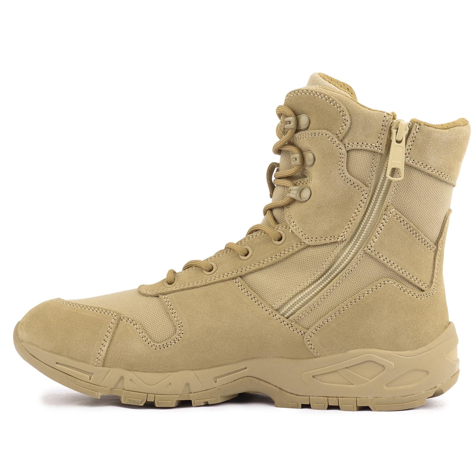 Tactical Boots for Men Lightweight Military Boots 8 Inches Men's Combat Boots Side Zipper Desert Jungle Boots Army Work Boots Outdoor Motorcycle Boots