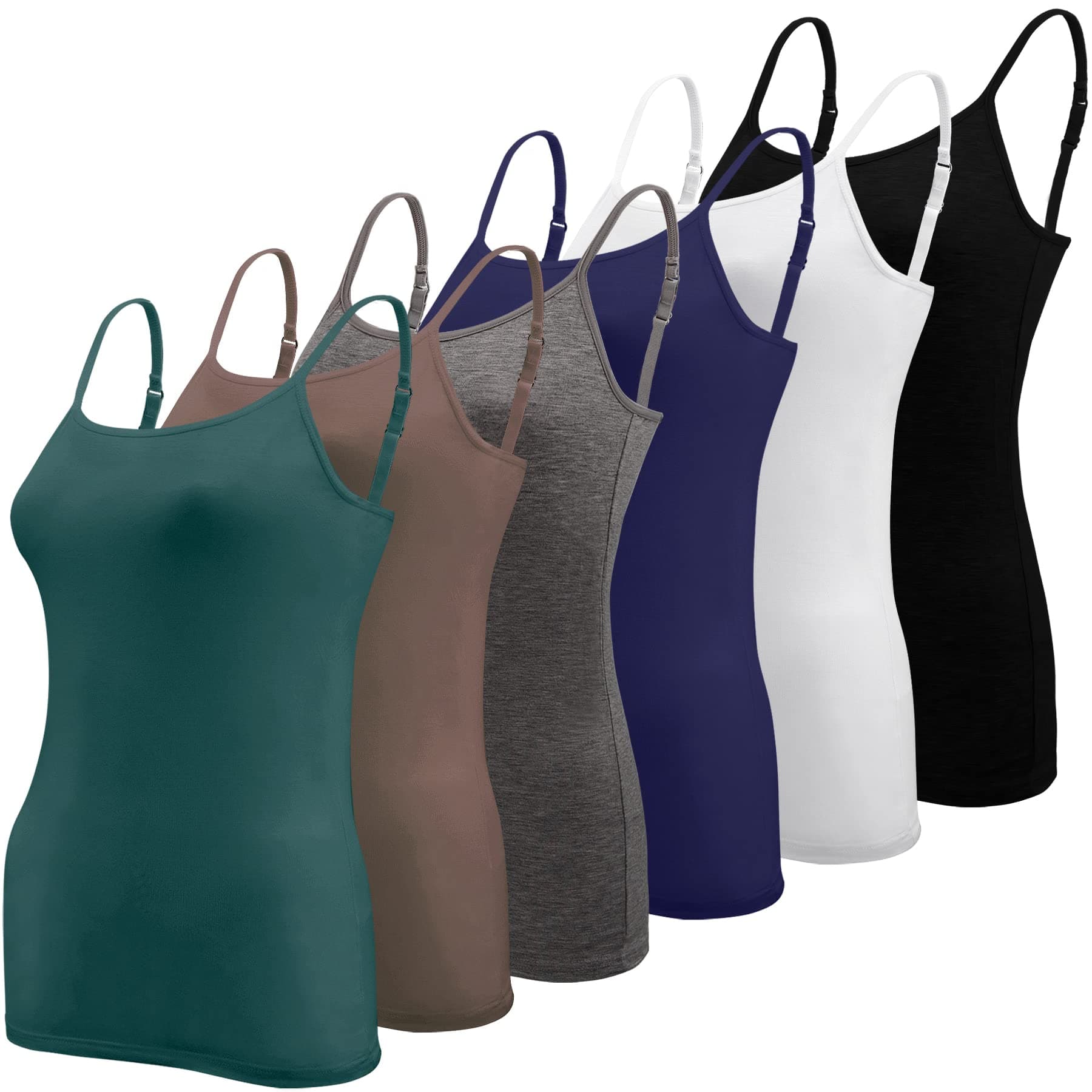 6 Pcs Women's Camisole Tops Undershirts Adjustable Spaghetti Strap Tank Top