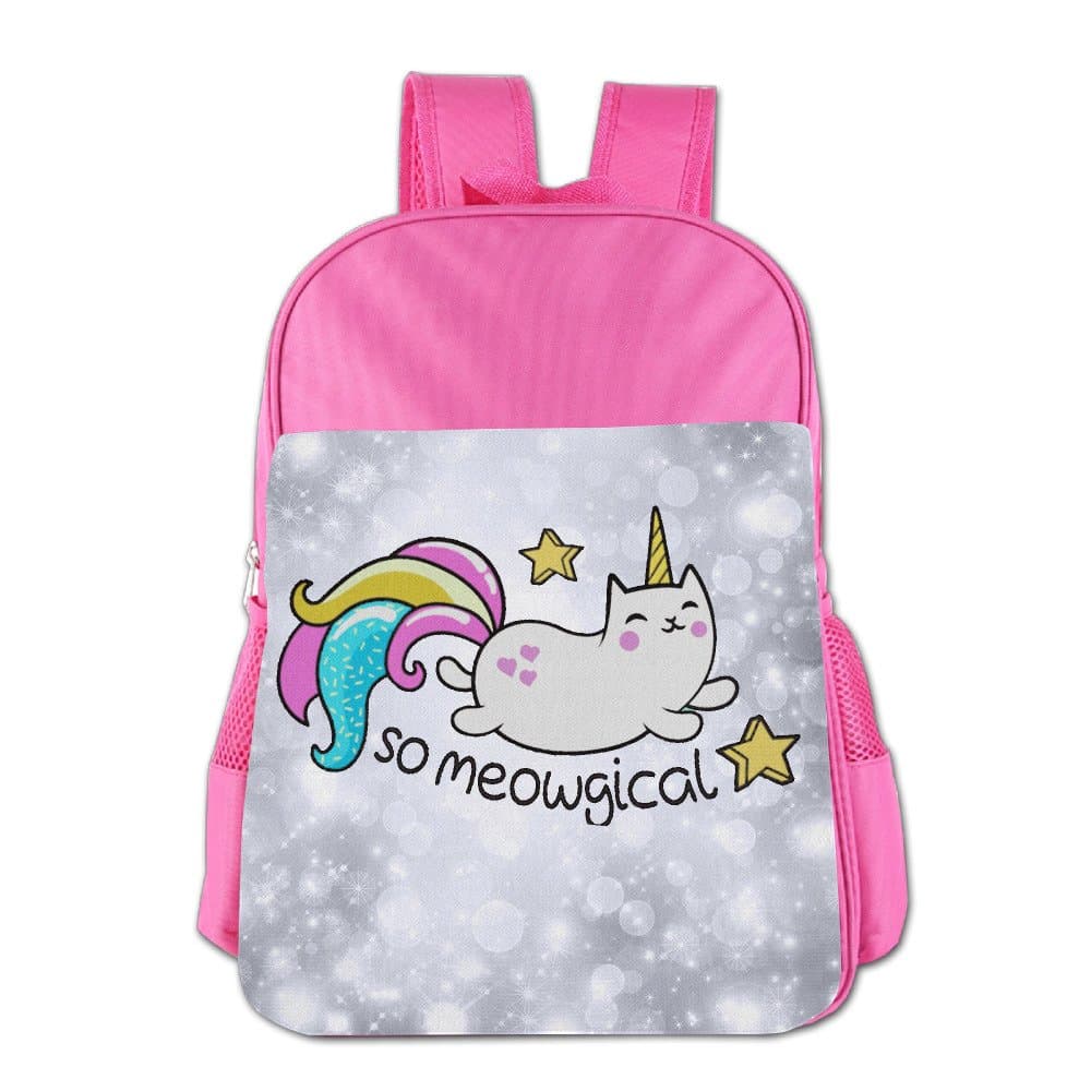 Yanhong So Meowgical Cute Unicorn Kitty Unisex Outdoor Bookbag Backpack For 4-15 Pink