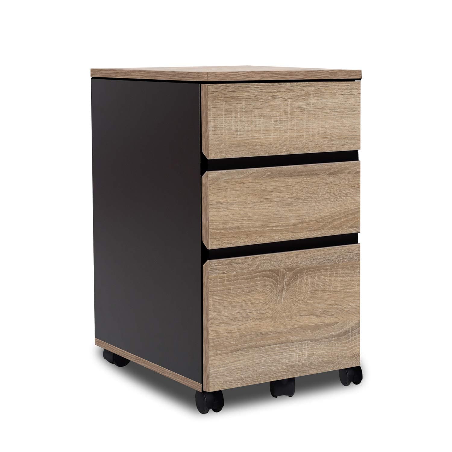 Bestier Office Drawer Storage Cabinet with Casters Under Desk Cabinet Storage Desk Drawers, Home Furniture Drawer Cabinet Organizer Night Stand Table for Study Room and Bedroom P2 Wood (Oak)