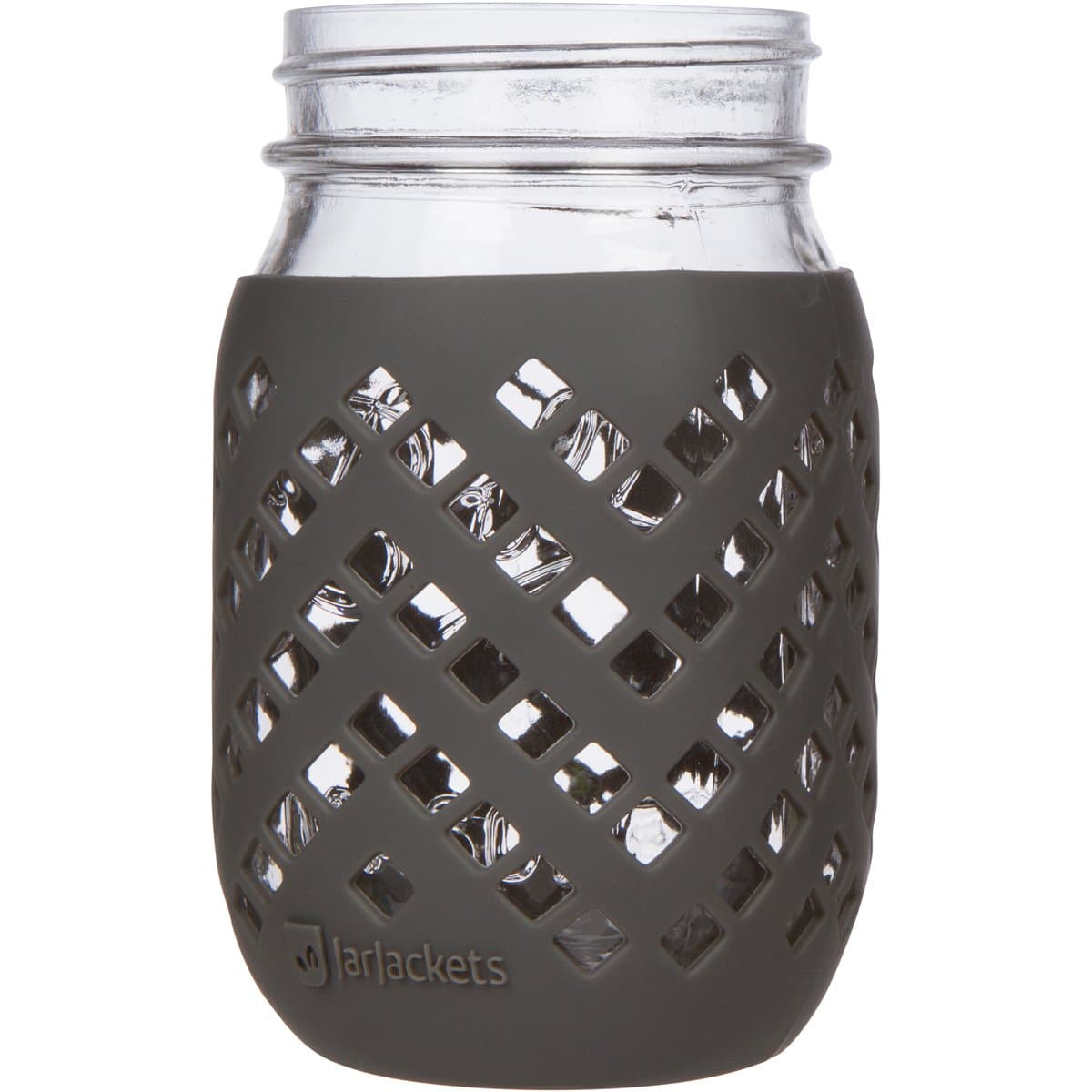 JarJackets Silicone Mason Jar Sleeve - Fits 16oz (1 pint) REGULAR-Mouth Jars | Package of 1 (Charcoal))