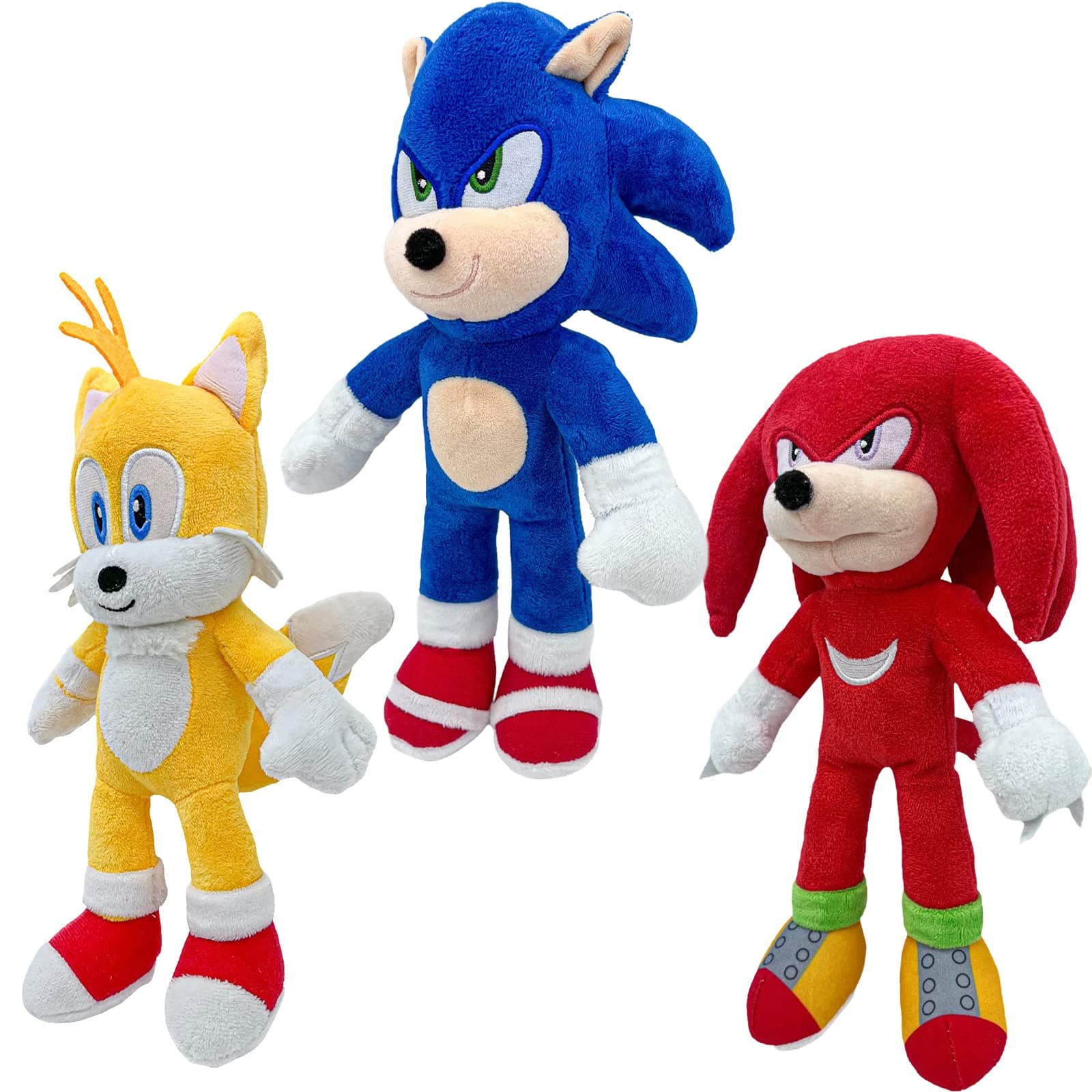 Niomtoper 3PCS Sonic Toys,Sonic Plush Stuffed Animals Toy for Kids,10''Tall Soft Stuffed Game Doll Toys for Thanksgiving Christmas Birthday Gift(Red+Yellow+Blue)