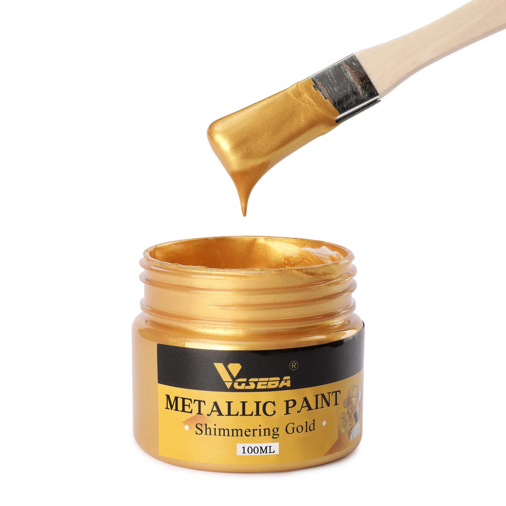 Acrylic Paint Metallic Gold, Non Toxic, Non Fading, 100ml Gold Leaf Paint for Art, Painting, Handcrafts, Ideal for Canvas Wood Clay Fabric Craft Supplies
