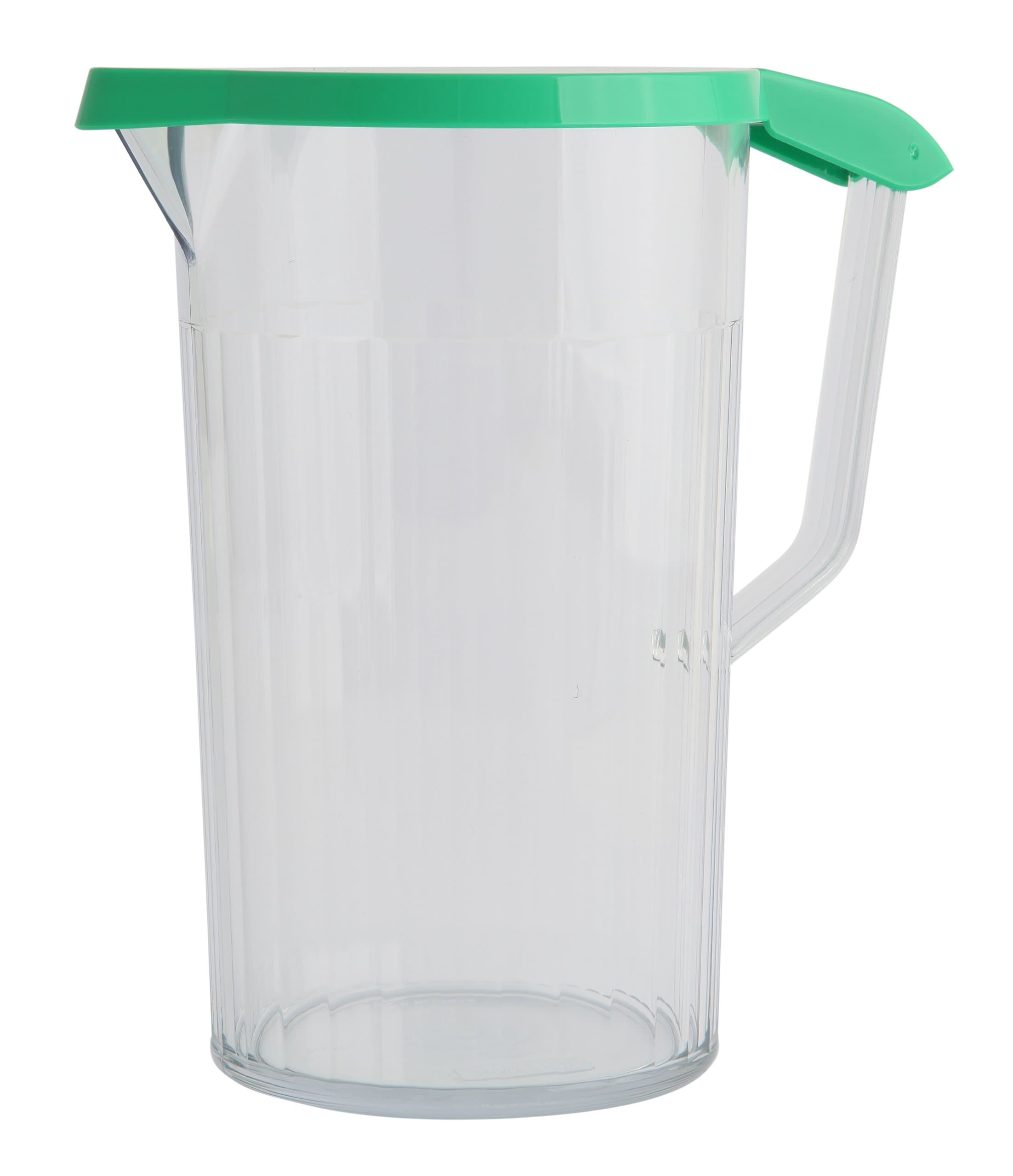 Harfield 1.1 Litre Jug (Clear) and Jug Lid (Green) Reusable Virtually Unbreakable Dishwasher Safe