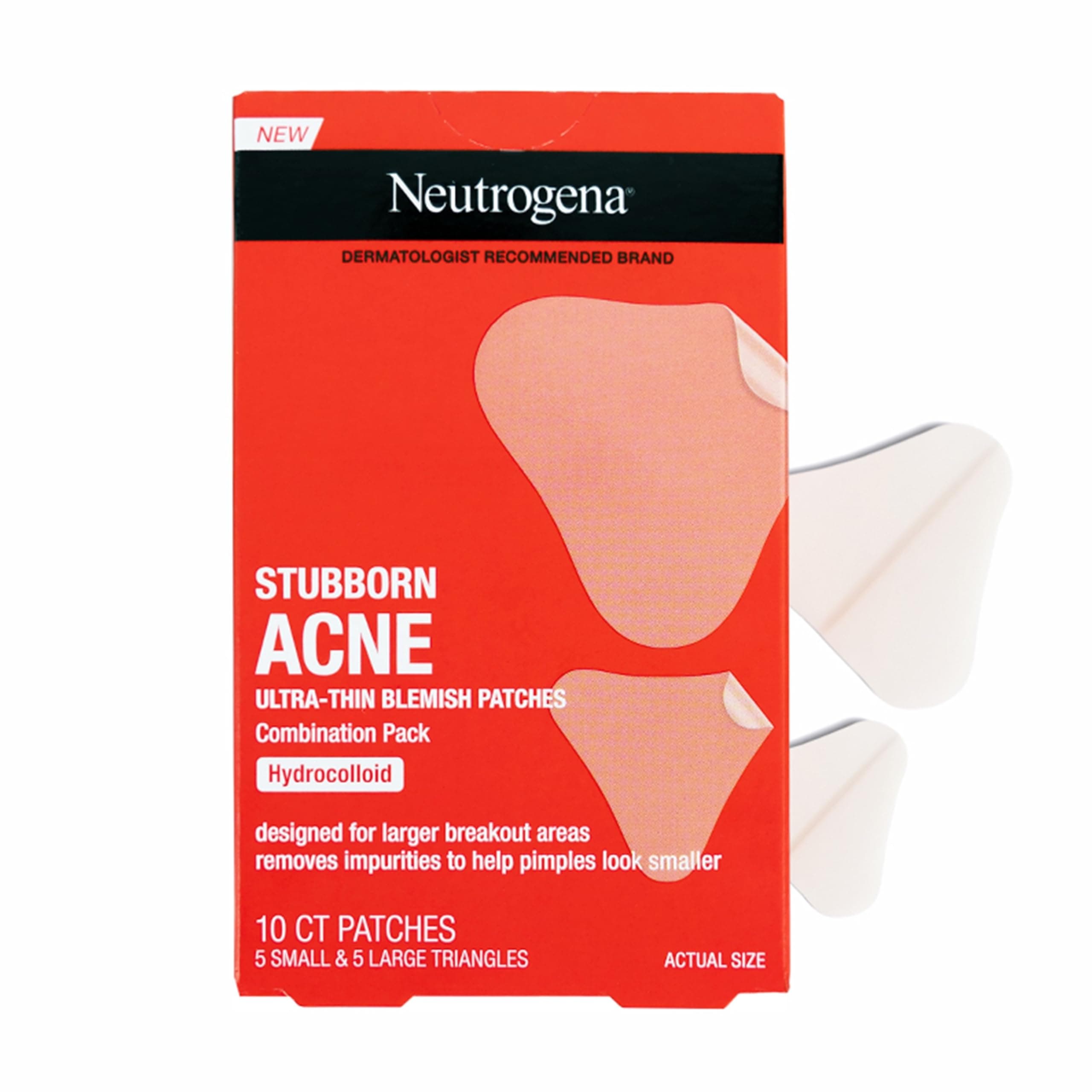 Stubborn Acne Blemish Patches Combination Pack, Ultra-Thin Hydrocolloid Acne Patch Absorbs Fluids & Removes Impurities To Help Pimples Look Smaller, 2 Sizes, 10 Patches