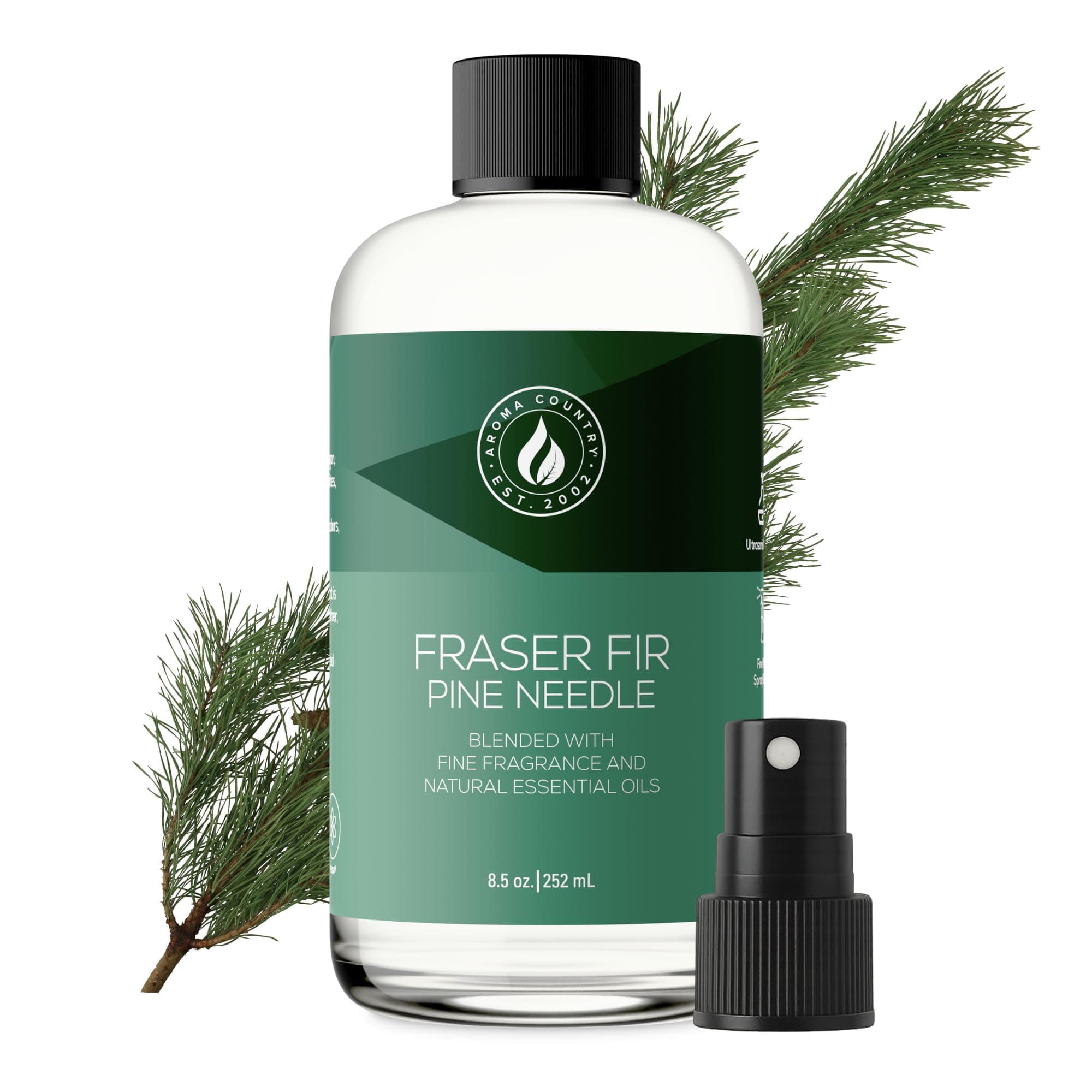Aroma Country Fraser Fir Christmas Tree Diffuser Oil - Luxury Essential Oils for Diffuser Refill & Air Freshener Room Spray - Natural Home Fragrance, Pine Needle Scented Oil for Diffusers (8.5 Fl. oz)