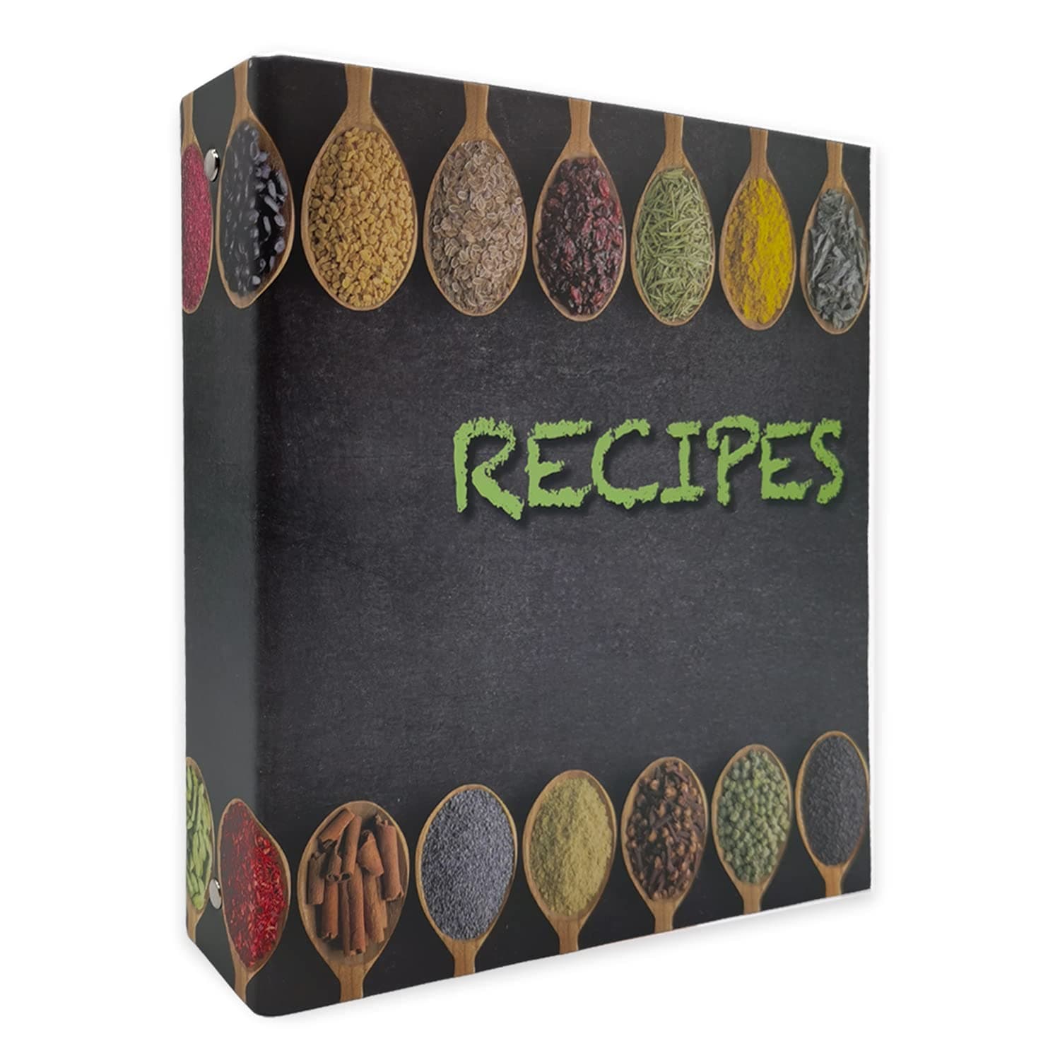 Recipes Book Binder Set | A5 Page Size Recipe Organizer Binder & 30 Recipe Cards & 10 Dividers & 30 Plastic Page Protectors (Black)