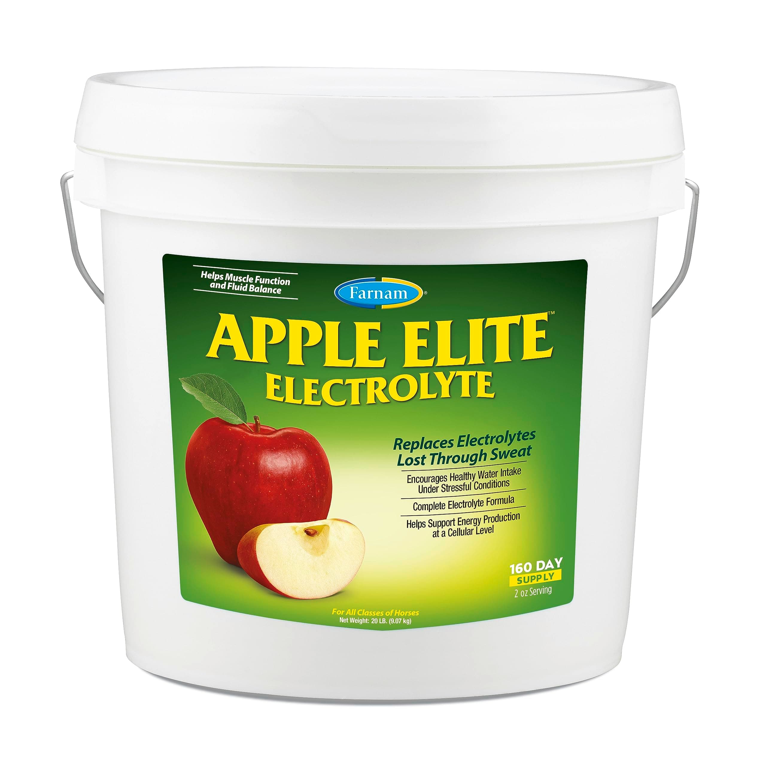 Apple Elite Horse Electrolytes Powder Supplement, Replaces Vital Minerals, Encourages Hydration, Sugar-Free, Contains Sodium, Potassium, Calcium & Magnesium, Apple Flavored, 5 lb