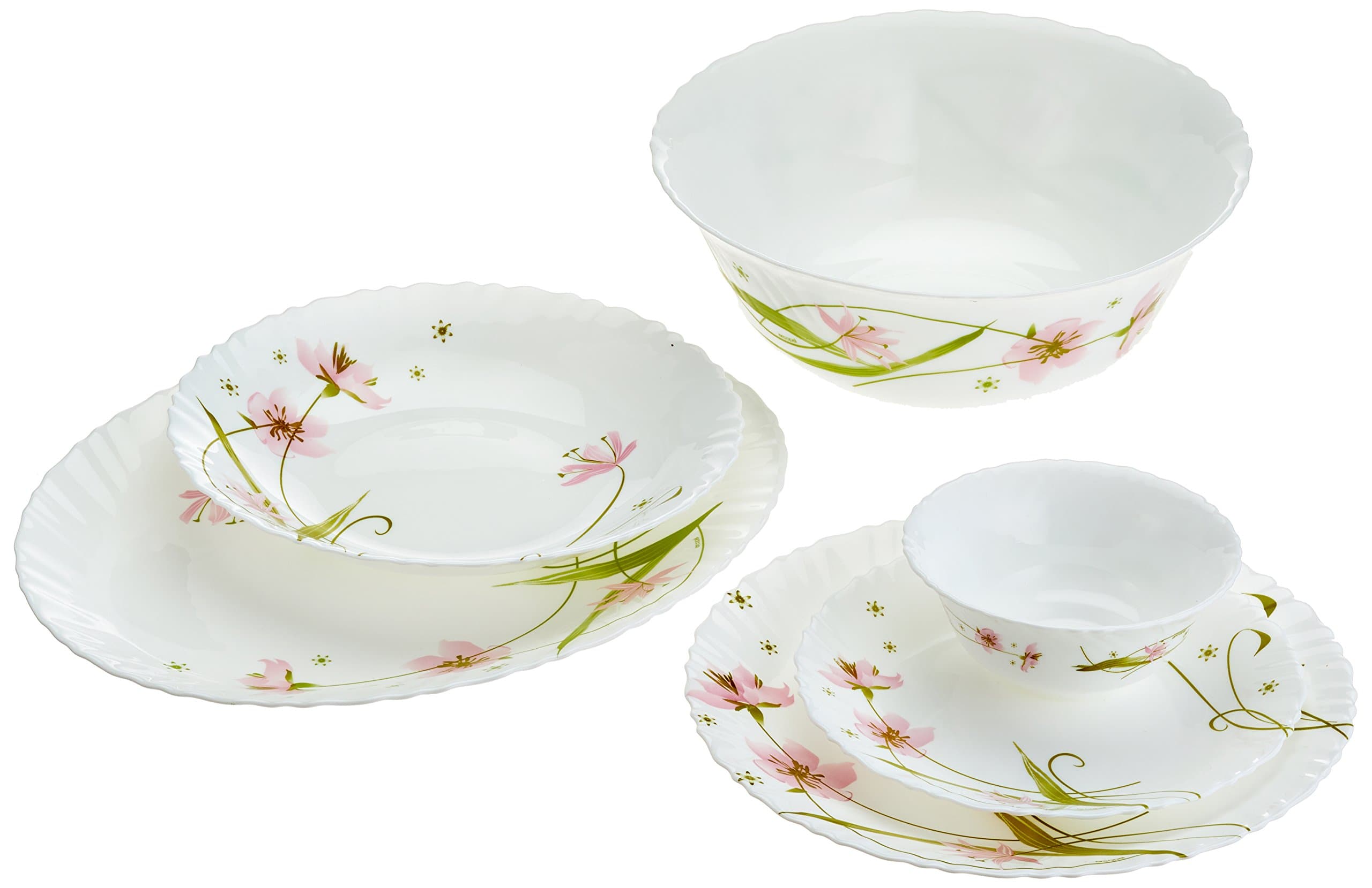 Dajar Selma Table Service Set of 26 Arcopal, White, Pink, Green, 31.3 x 16.1 x 29,7 cm – Units