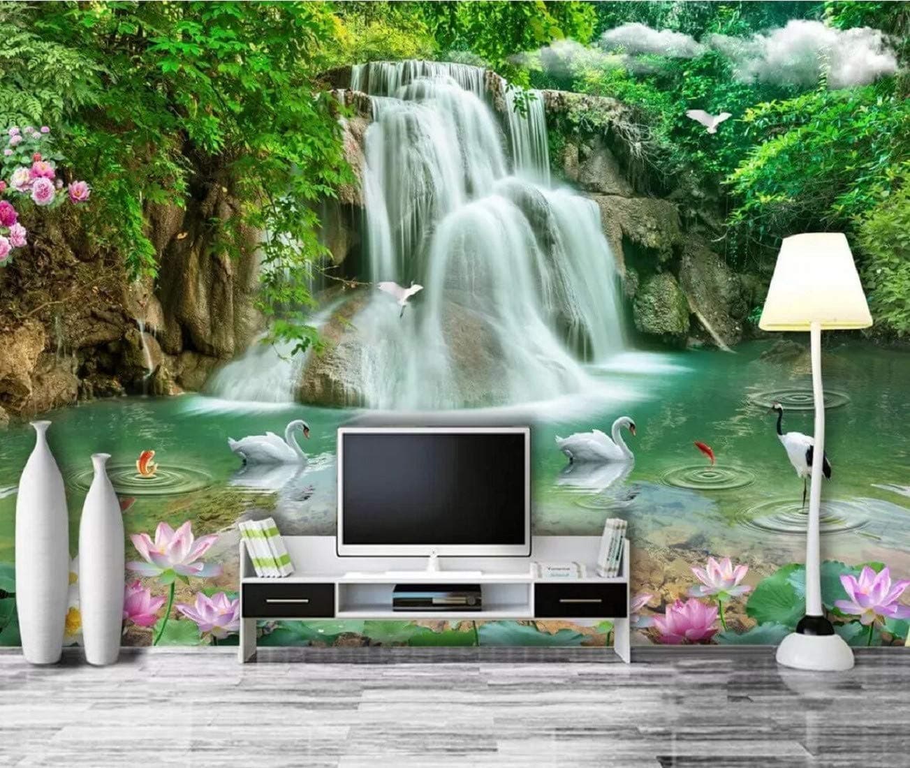 Mural Wallpaper Landscape Waterfall Scenic Wallpaper 3D Murals for Bedroom Wallpaper Living Room Art Deco,300cmX210cm
