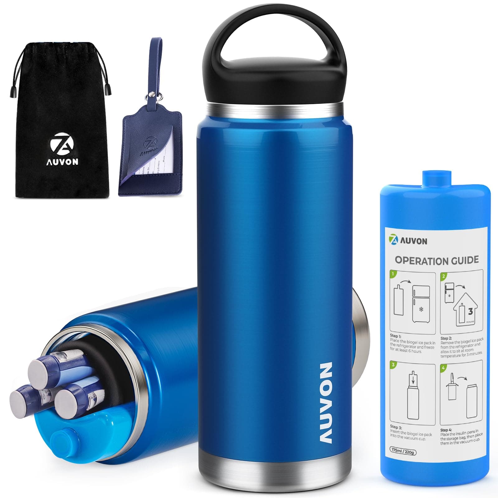 Insulin Pen Cooler Travel Case for 3-6 Pens with Medical Tag, TSA Approved Medicine Travel Cooler with Portable Handle, Diabetic Insulin Cooler with Gel Ice Pack and Anti-freezing Drawstring Bag