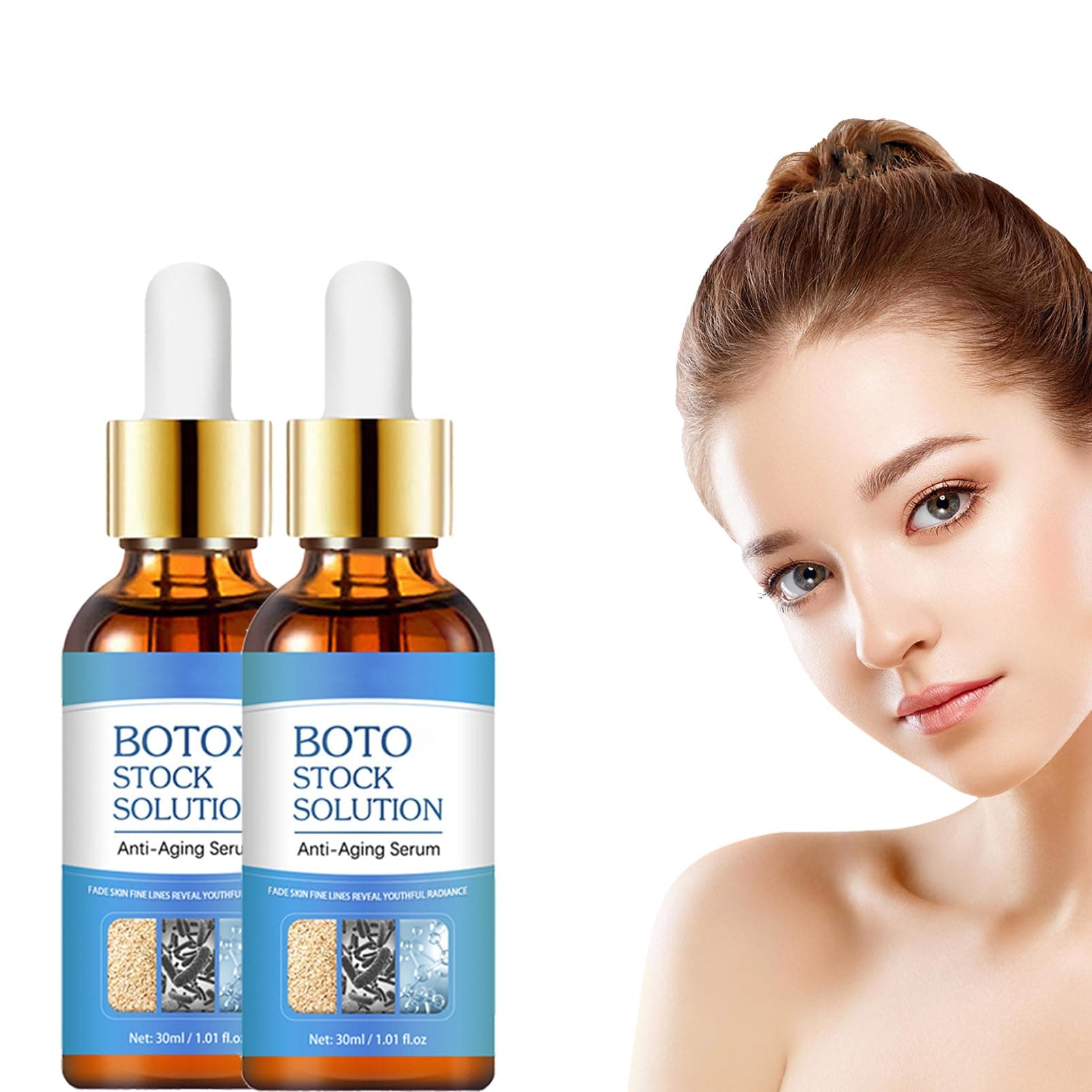 Bot_ox Hyaluronic Acid Serum - Anti Wrinkle Face Cream - Moisturiser Face Women - Dark Circle Under Eye Treatment - Botoxlux Firm Lift Skin Collagen Boost Anti-Aging Serum - Improve Hydrate (2PC)