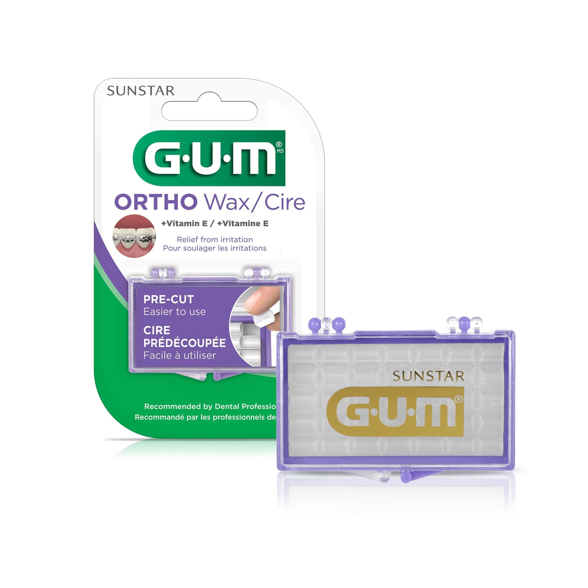 GUM Orthodontic Wax for Braces and Dental Devices - Soothing Dental Wax with Vitamin E and Aloe Vera - Clear Color - Unflavored (Pack of 1)