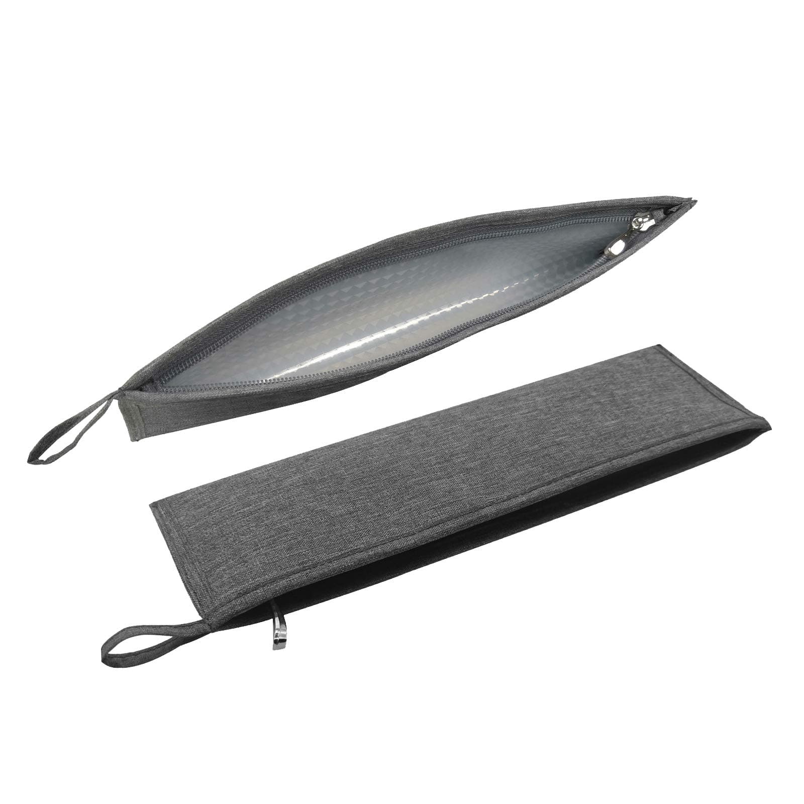 Aosbos Portable Cutlery Set POUCH, Travel Utensil Sets CARRYING CASE, Reusable Silverware Set BAG, Stainless Steel Straws POUCH, Chopsticks Knife Fork and Spoon Holder for Lunch Bags Bento Box, Grey