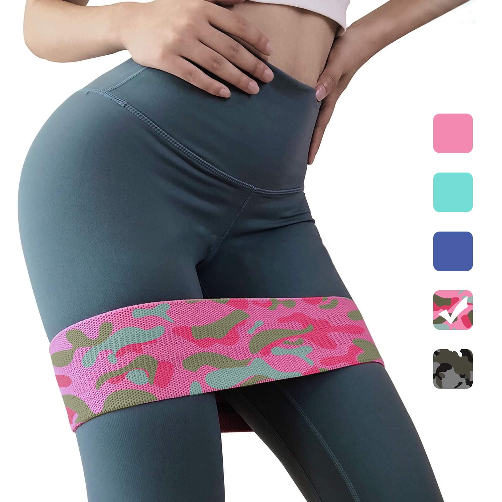 arteesol Hip Resistance Band, Core Slider, Hip Circle Booty Glute Band for Women & Men Leg and Thigh, Hip Exercises（Pinkcamo-S）
