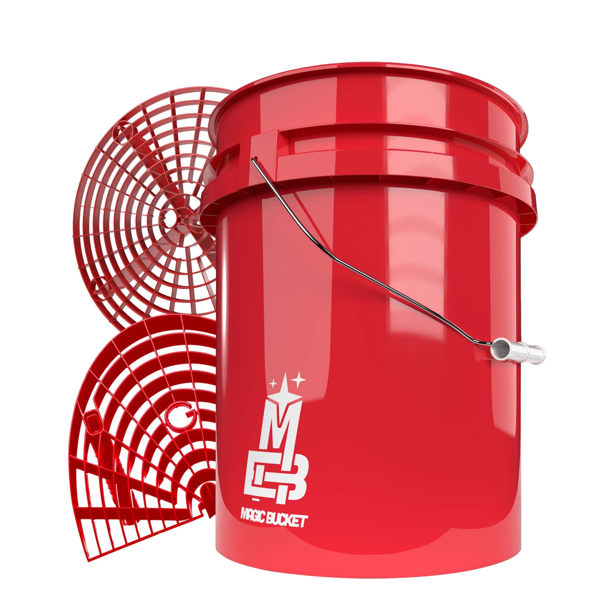 Detailmate Red Bucket Set - 5 Gal (19 L) /Grit Guard/Dirt Insert/Washboard /