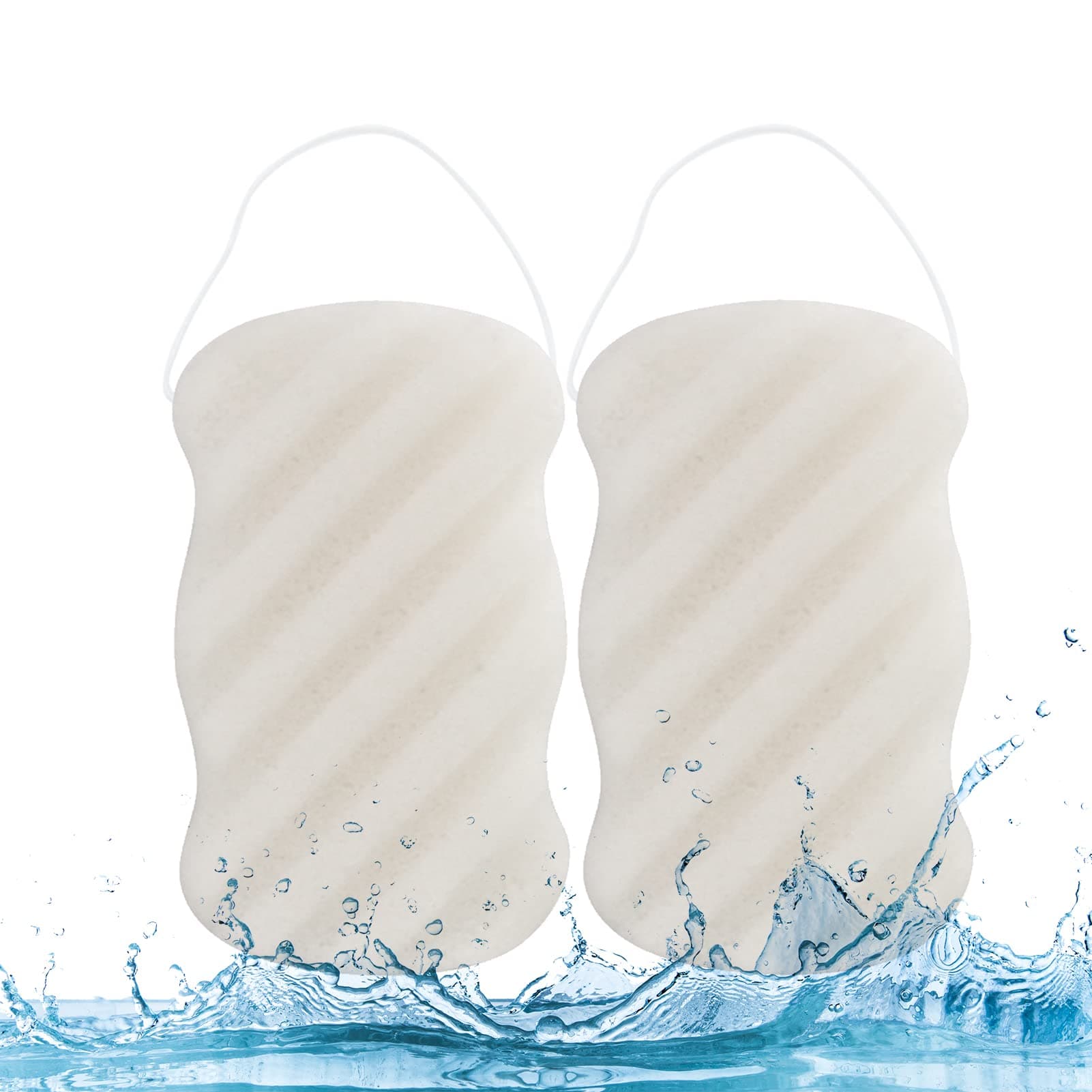 2 Konjac Natural Body Sponge, Gentle Baby Bath Natural Exfoliating Cleansing Konjac Sponge Shower for Men Women Adults Face Body & Facial Deep Cleansing Double-Sided Sponge for Skin Care (White)