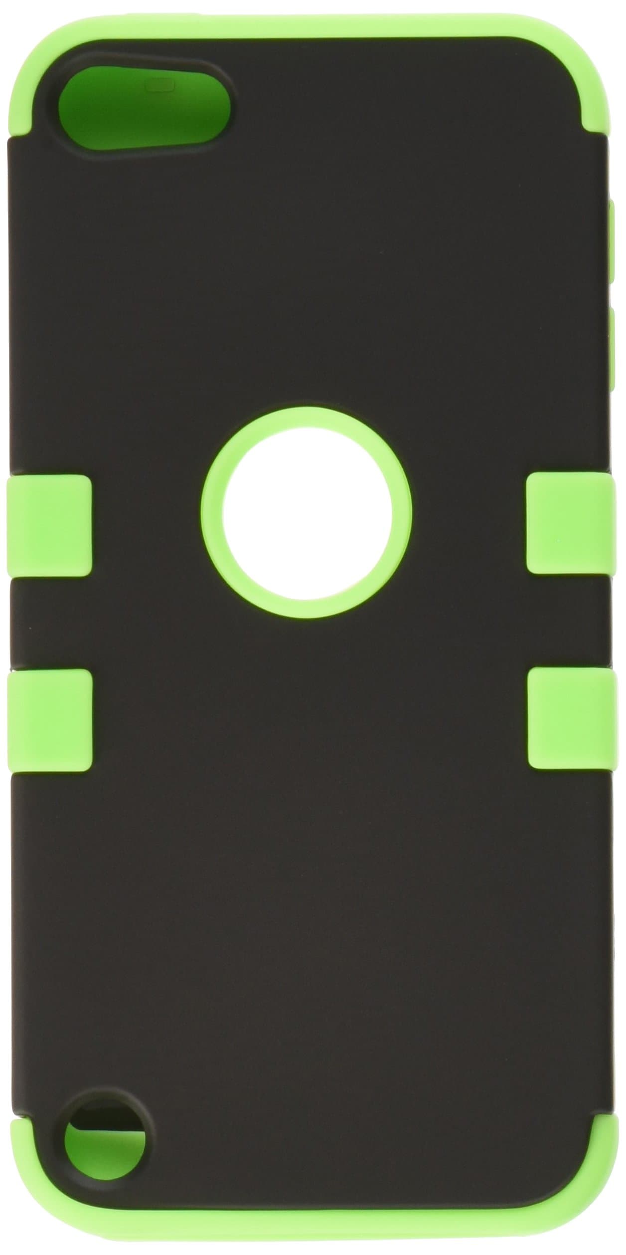 Asmyna Rubberized Black/Electric Green TUFF Hybrid Protector Cover for iPod touch 5