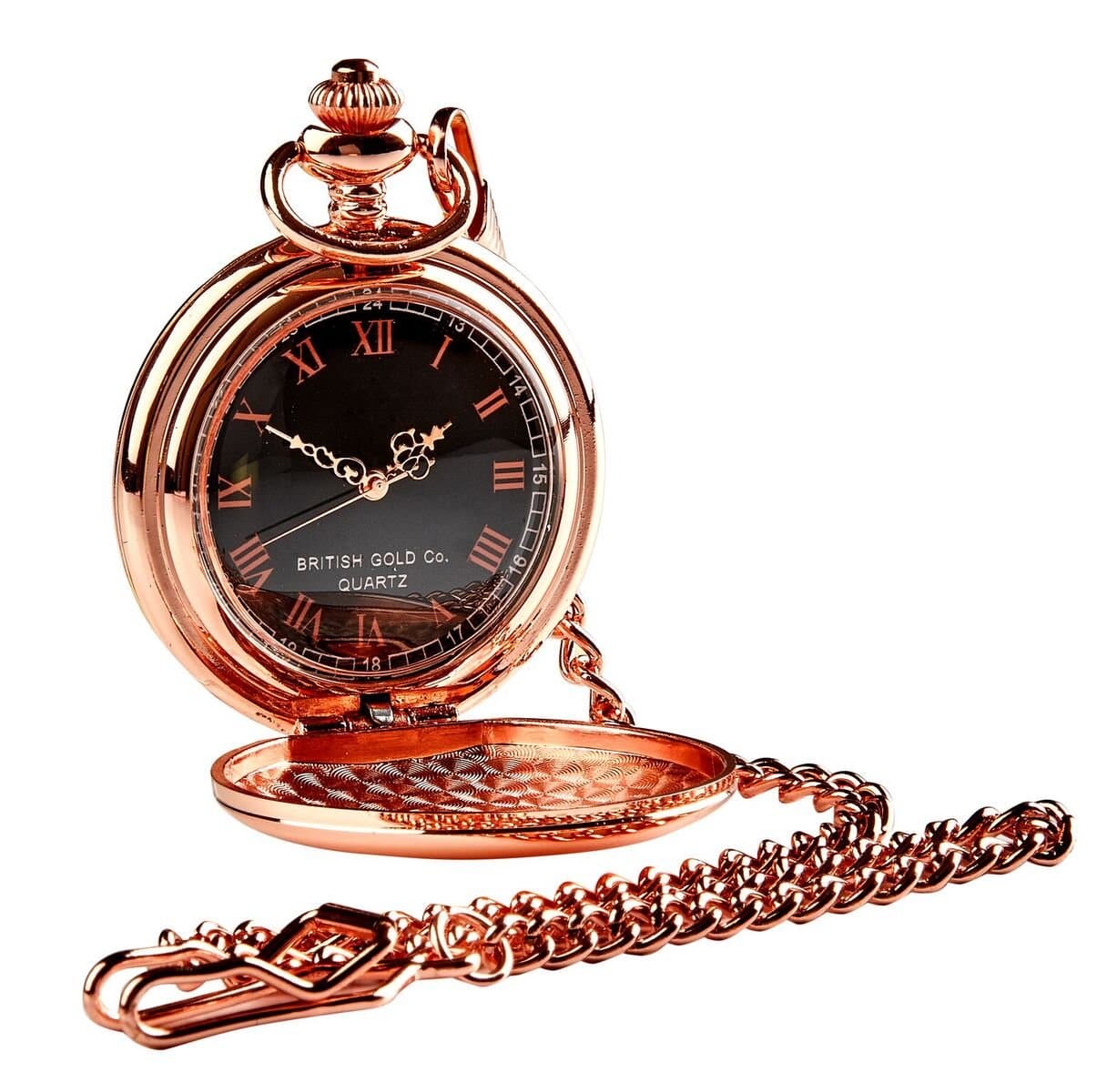 The Luxury VaultFamily Name Engraved Coat of Arms Rose Gold Pocket Watch and Chain Luxury Gift Crested Family Name Crest Engraved