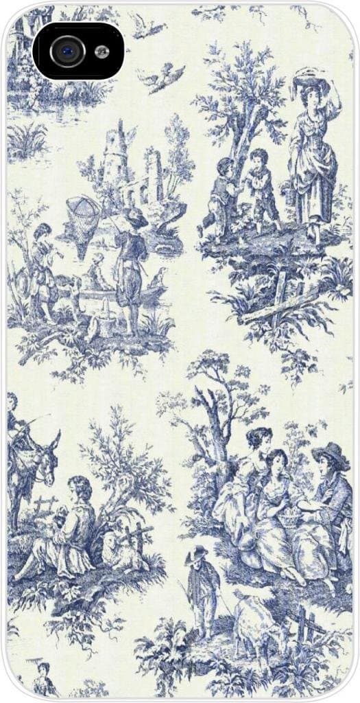 Bohemian Toile Pattern-Navy and Cream - Case for The Apple iPhone 5-5s Universal- Hard White Plastic