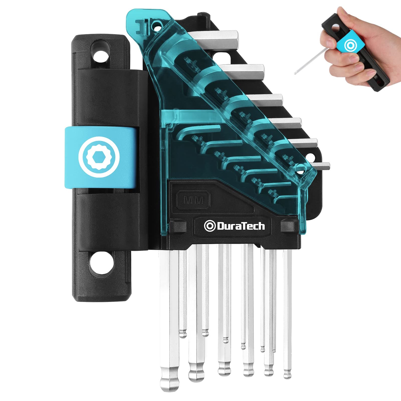 DURATECHAllen Wrenches Set, T handle Hex Key Set, 12 Pieces Long Arm Ball End Hex Wrench Set, S2 Steel, Metric (1.5-10mm)