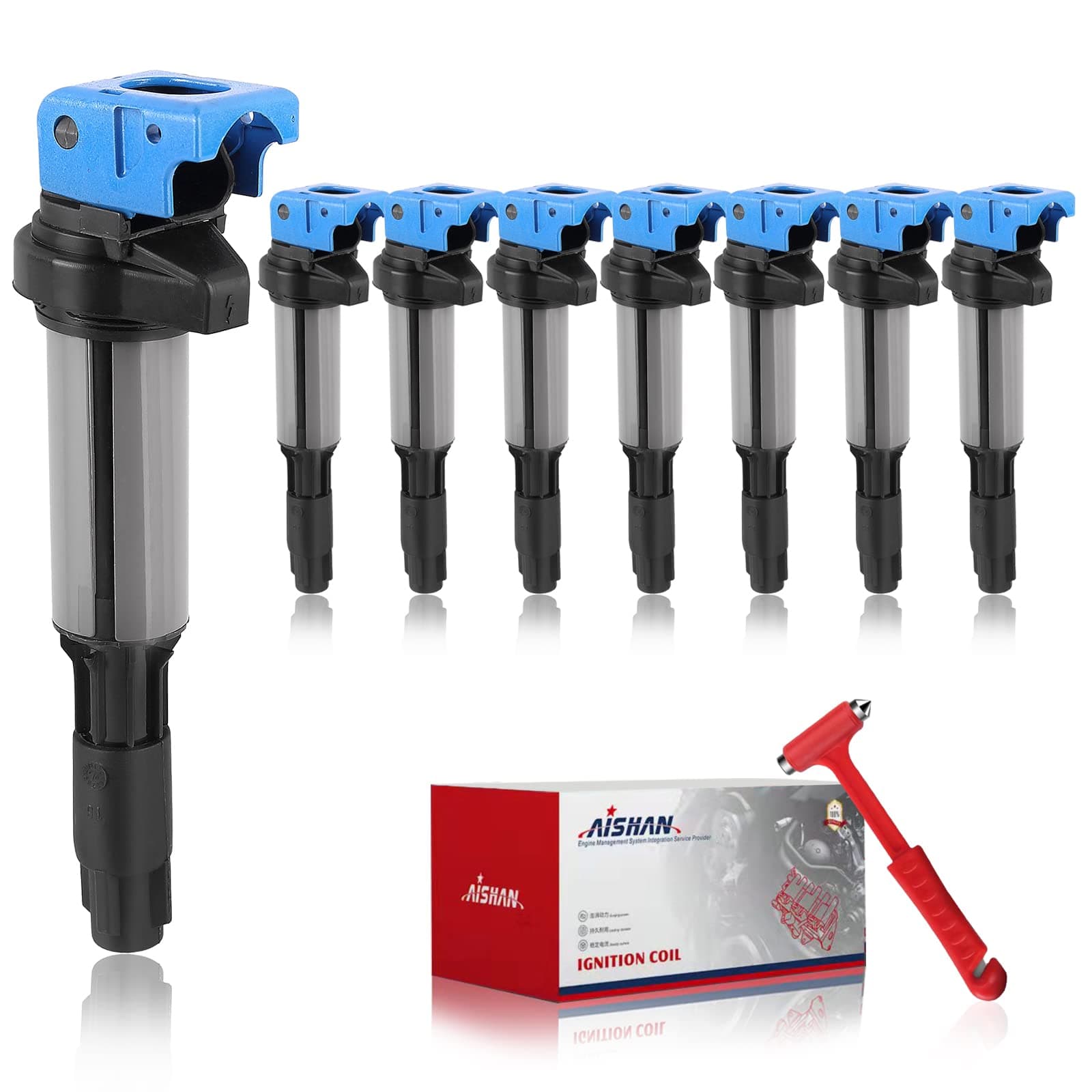 AISHAN Set of 8 Ignition Coil Pack Compatible with BMW 330i 330xi 525i 530i 545i 550i 645ci 650i 745i 745li 750i 750li 760i 760li M3 X3 Z4 | Replace# UF515 UF522 12137594938