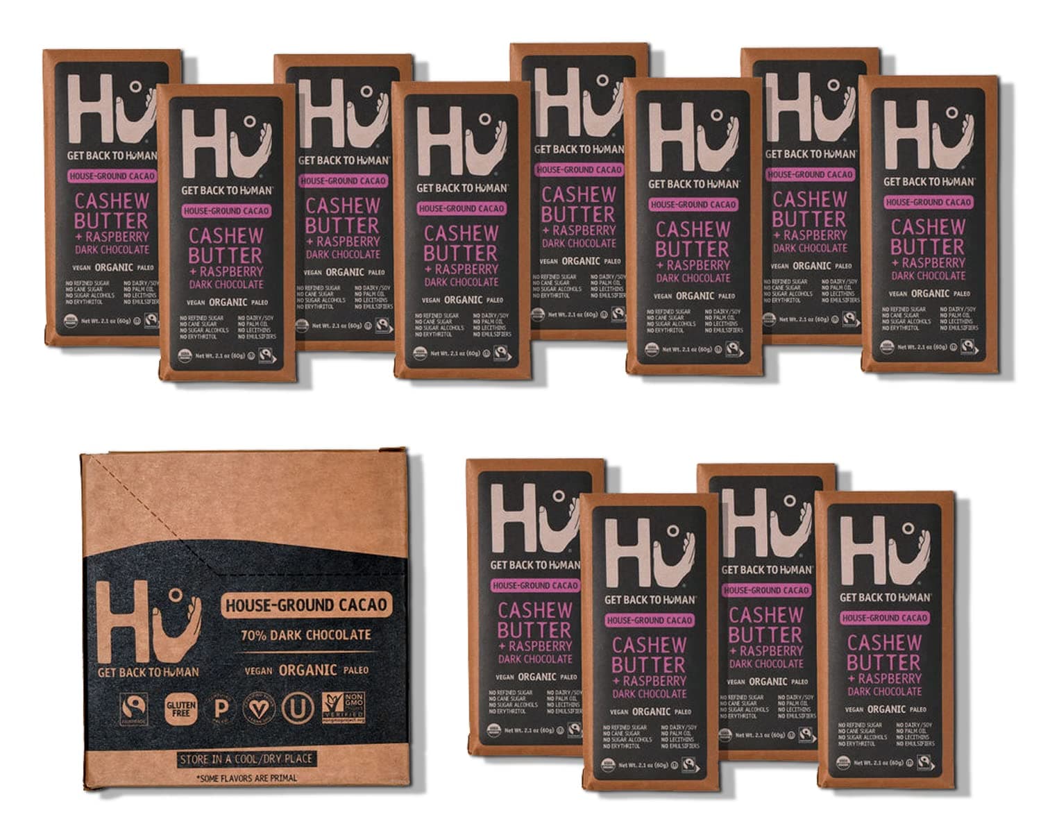 Organic Dark Chocolate Bars 12 Pack | Natural Organic Vegan Chocolate, Gluten Free, Paleo, Non GMO, Fair Trade Dark Chocolate (Raspberry)