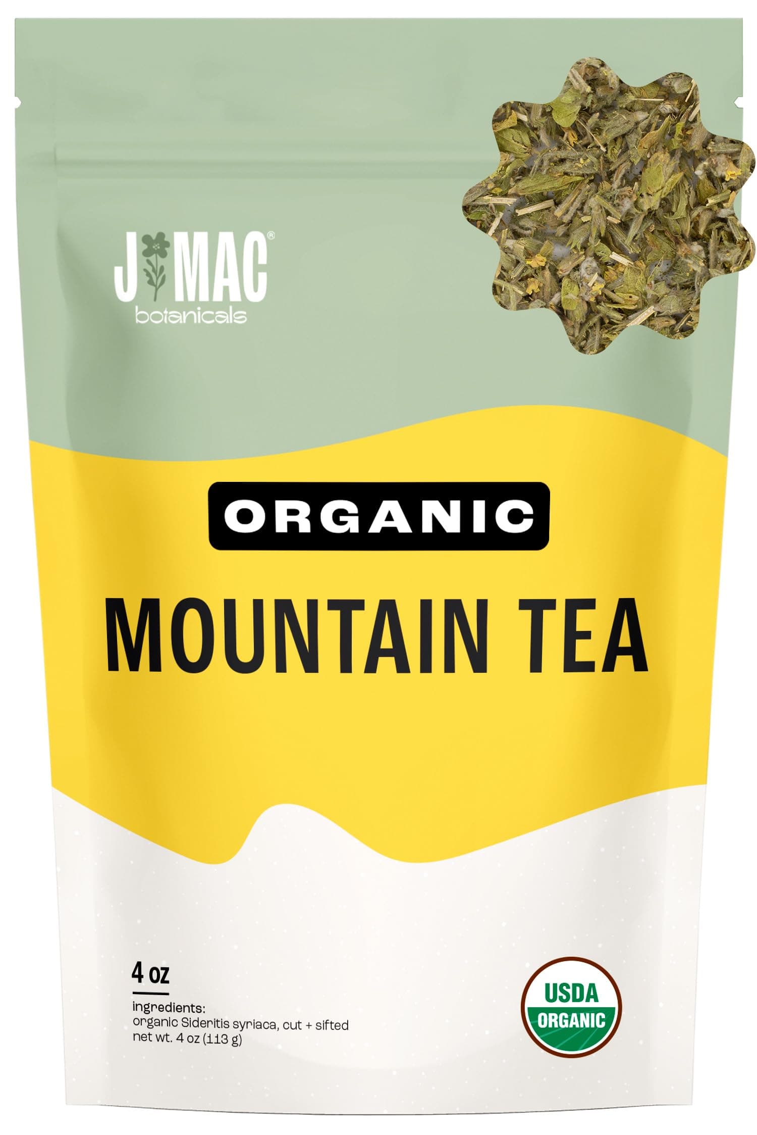 J MAC BOTANICALS Organic Herbal Mountain Tea, Sideritis Shepherd's Tea - 4 oz