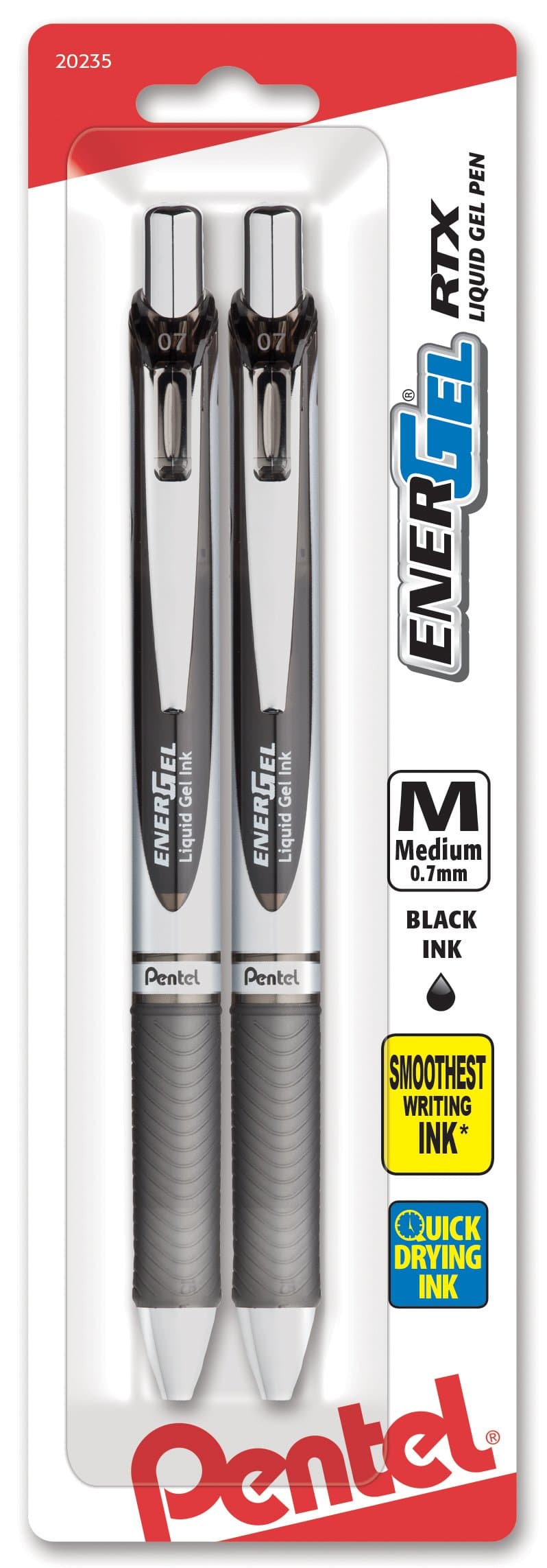 EnerGel Deluxe RTX Metal Tip Gel Ink Pens - Pack of 2, Black