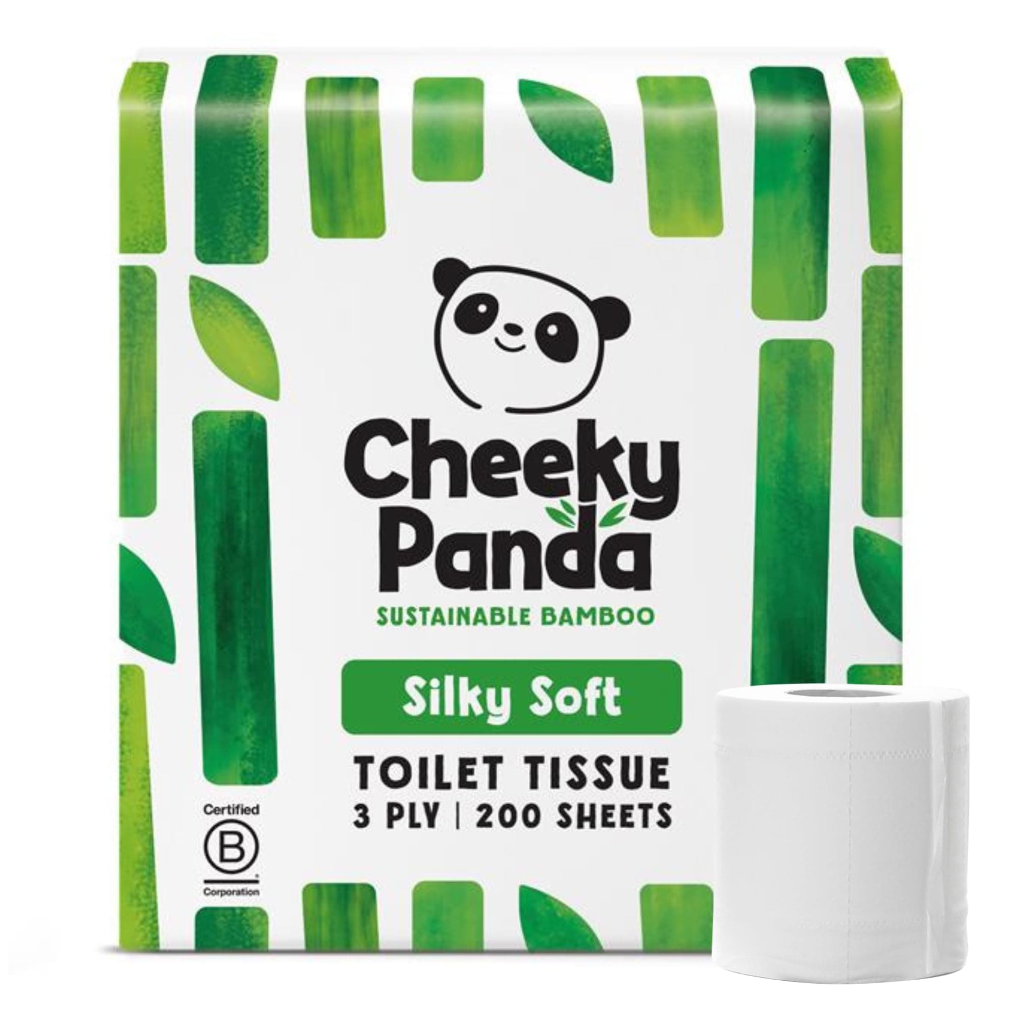 The Cheeky Panda Bamboo Toilet Paper – 4 Rolls of Toilet Paper | Plastic Free Packaging and Sustainable Toilet Tissue | 100% Compostable