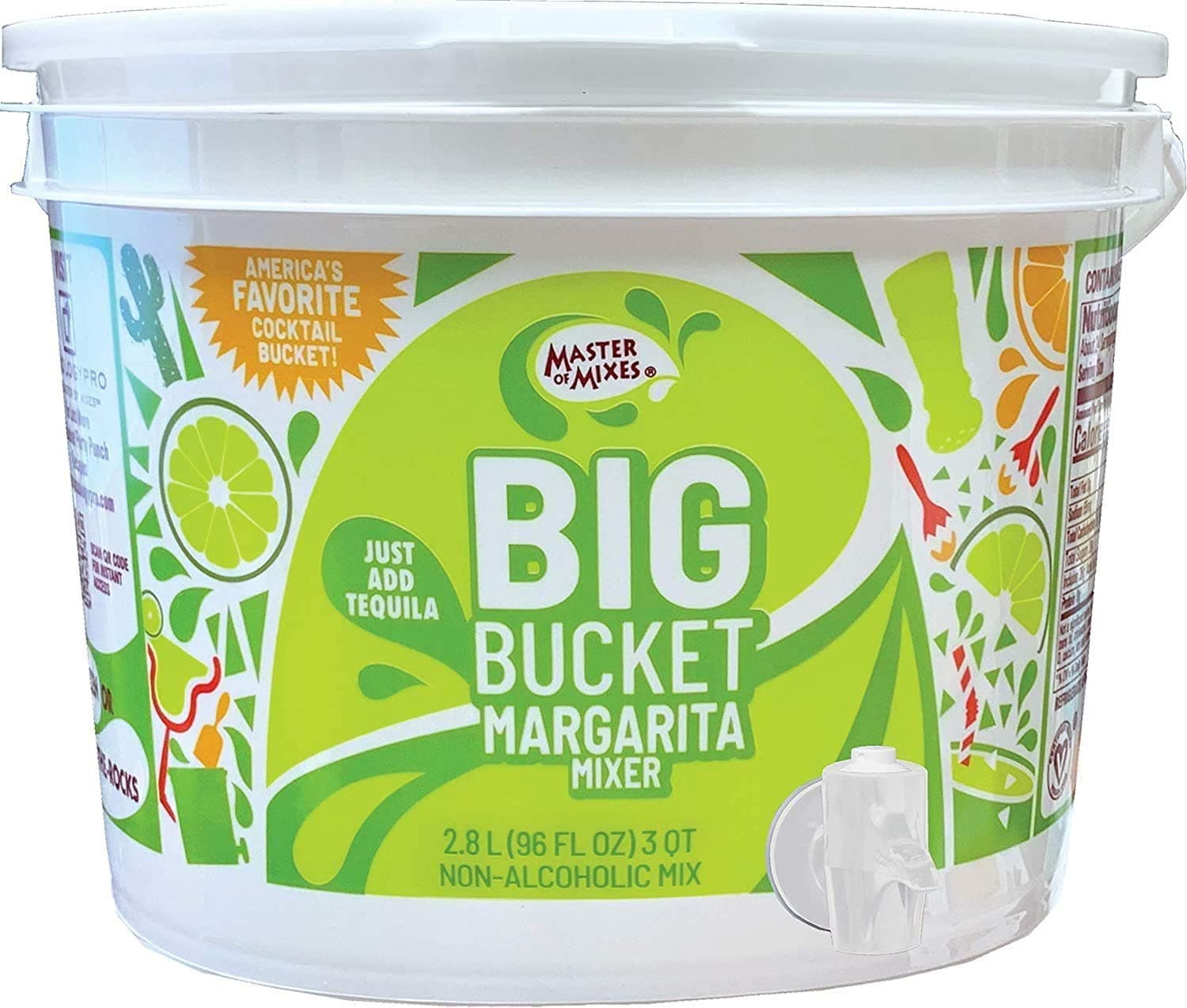 Master of Mixes BigBucket Margarita Mix, Ready to Use, 2.8 Litre Low-Profile, Individually Boxed