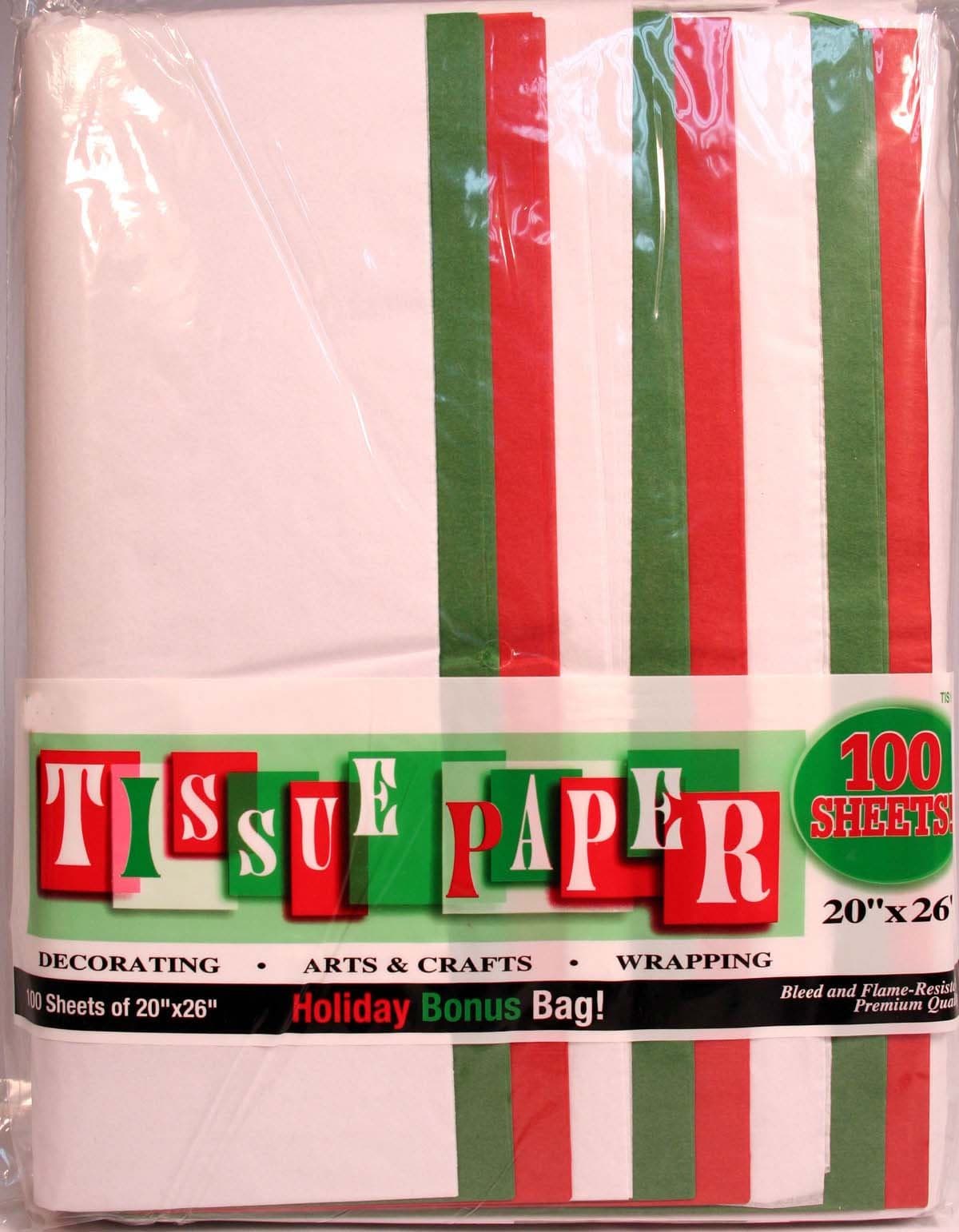 Holiday Color Tissue Paper Bonus Pack, 20" x 26", Pack Of 100 Sheets!
