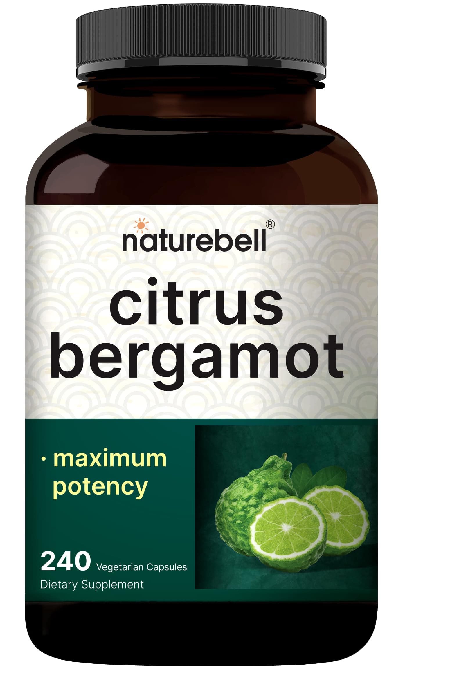 NatureBell Citrus Bergamot, 240 Vegetarian Capsules – Real Fruit Extract with Polyphenolic Flavanones – Non-GMO, cGMP Certified