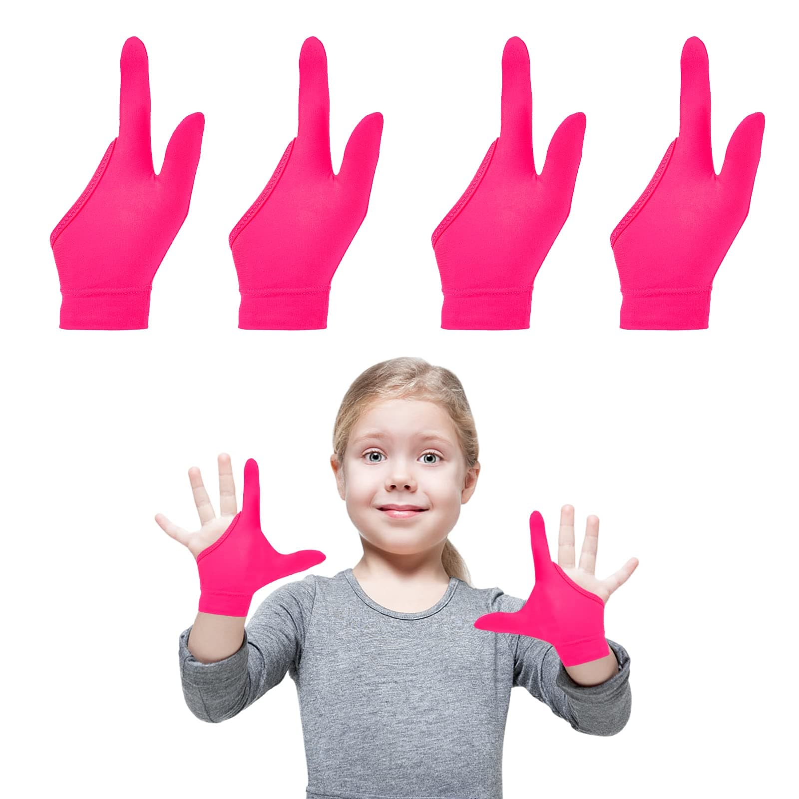 4 Pcs Thumb Sucking Guard Gloves,Kids Chewy Compression Glove,Kids Stop Thumb Sucking and Finger Biting for Ages 5-13 (Pink#2)
