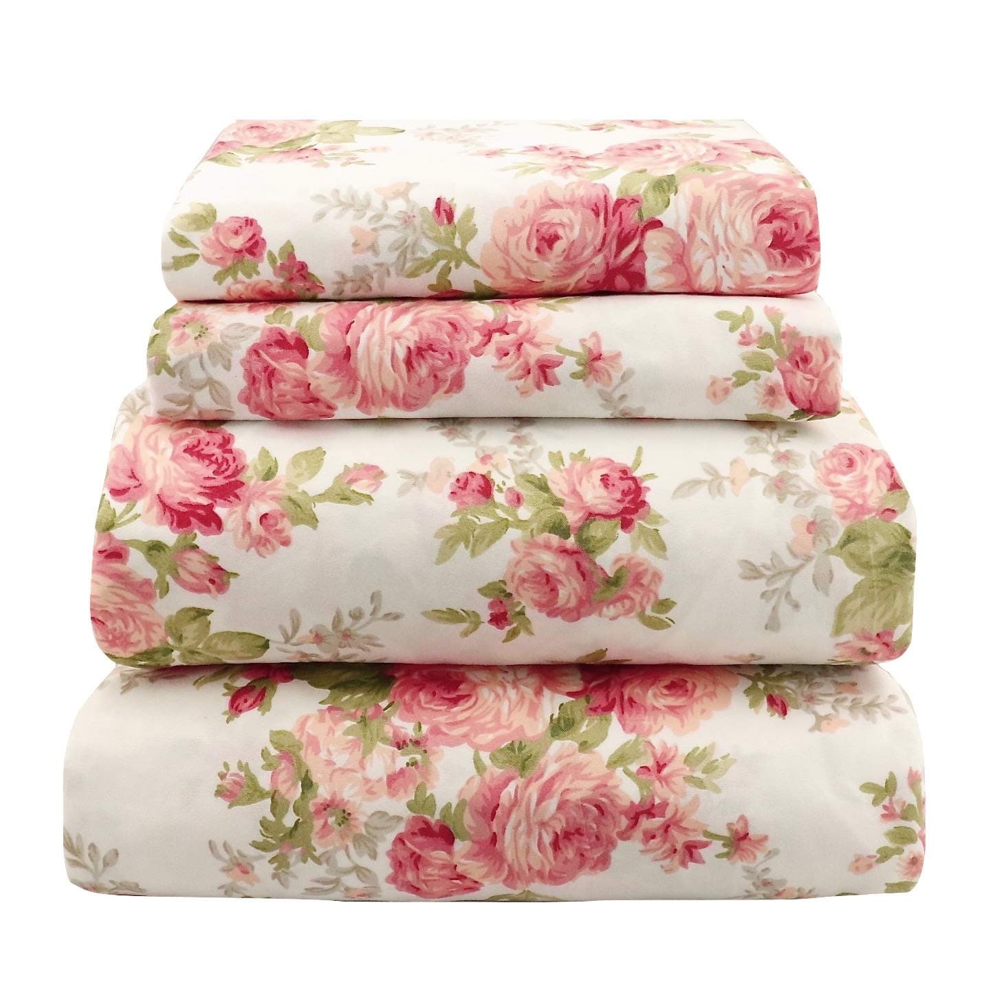 1800 Series Beautiful Bedding Super Soft Sheet Set Rose Floral Peach & Pink (King Size)