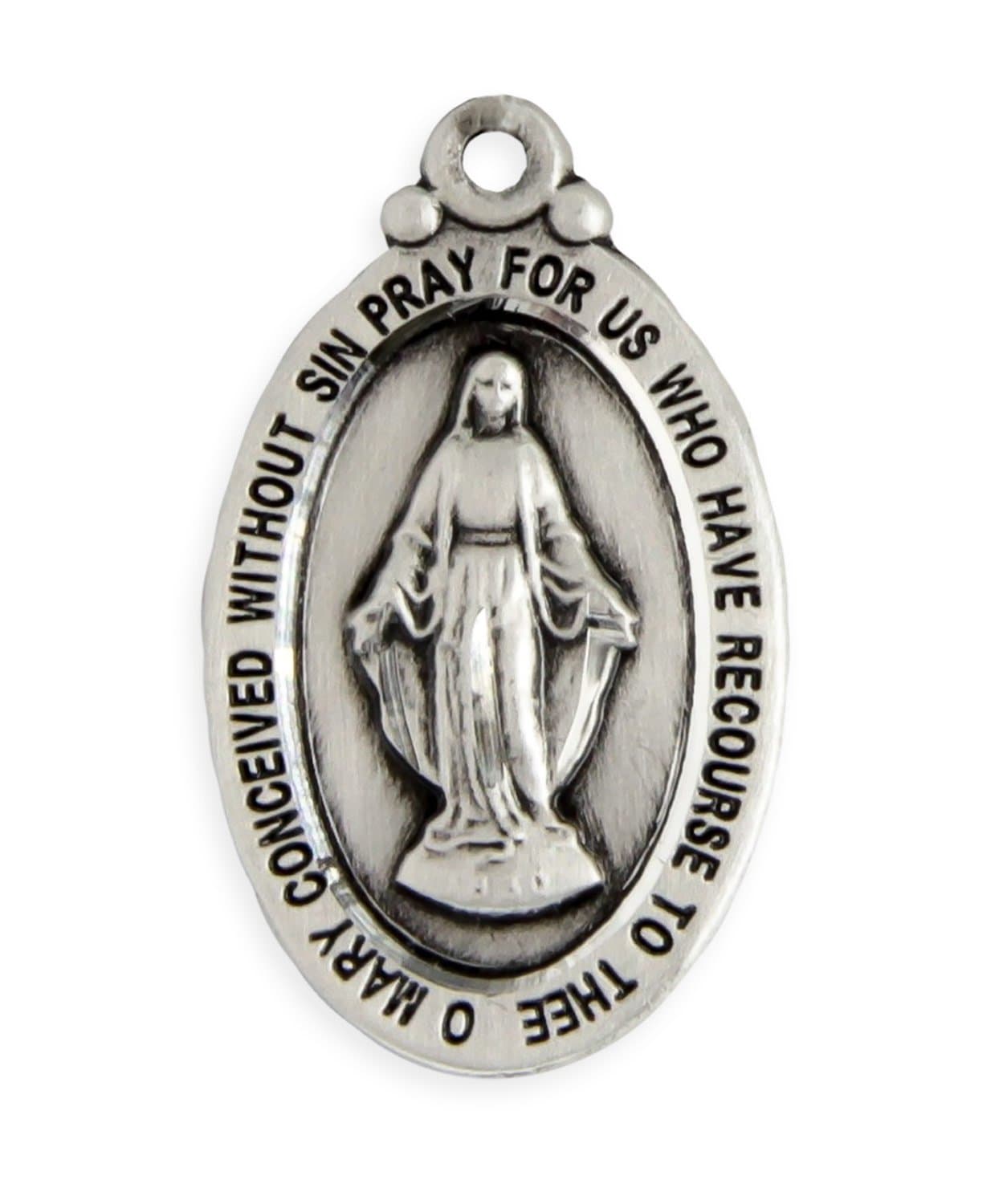 Heartland StoreOval Sterling Silver Miraculous Medal Necklace for Men - Tarnish Resistant, Handcrafted in the USA - Meaningful Religious Pendant- Ideal Present for Any Occasion - Pendant Only