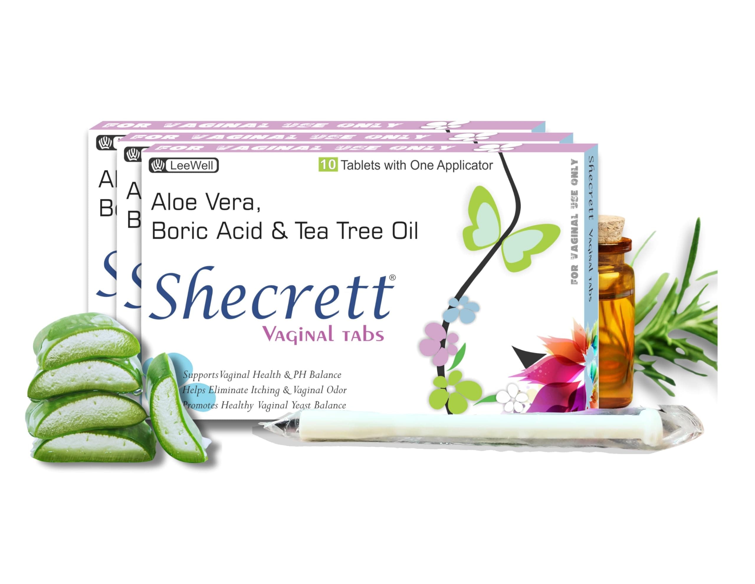 Vaginal Boric acid 600mg Suppositories for Women | Reduces Itching, Yeast infection, Burning, Odour, Balance pH | Tea Tree Oil, Aloe Vera | Natural Vaginal Probiotics | Ayurvedic White Discharge aid | Intimate Wash - 30 tablets +3 Applicators