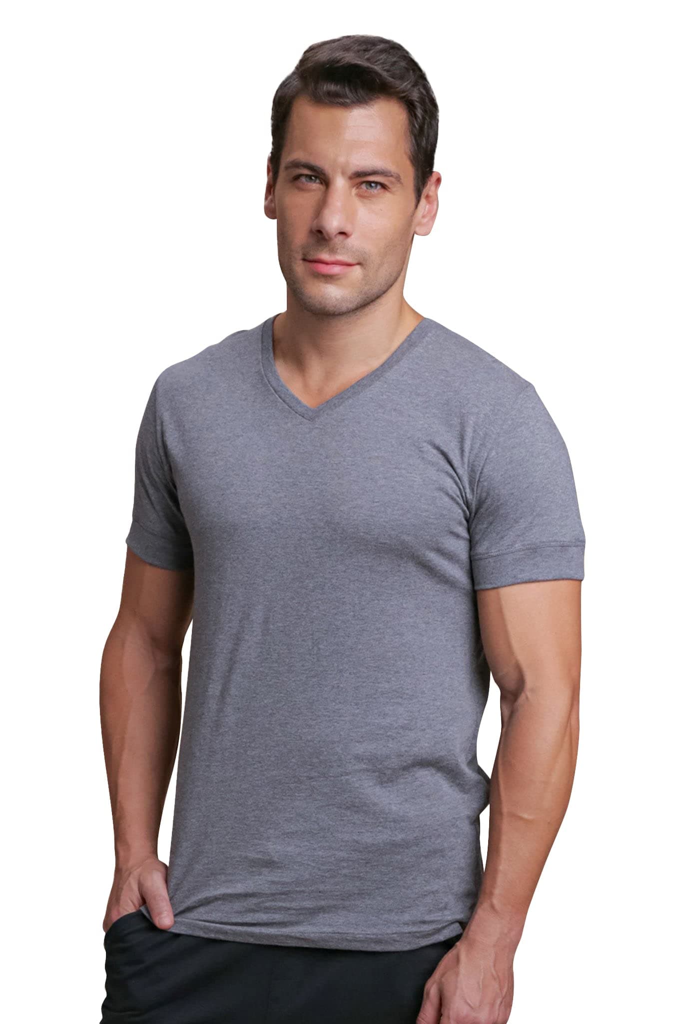 CottoniqueMen's Latex-Free Athletic V-Neck Shirt Made from 100% Organic Cotton