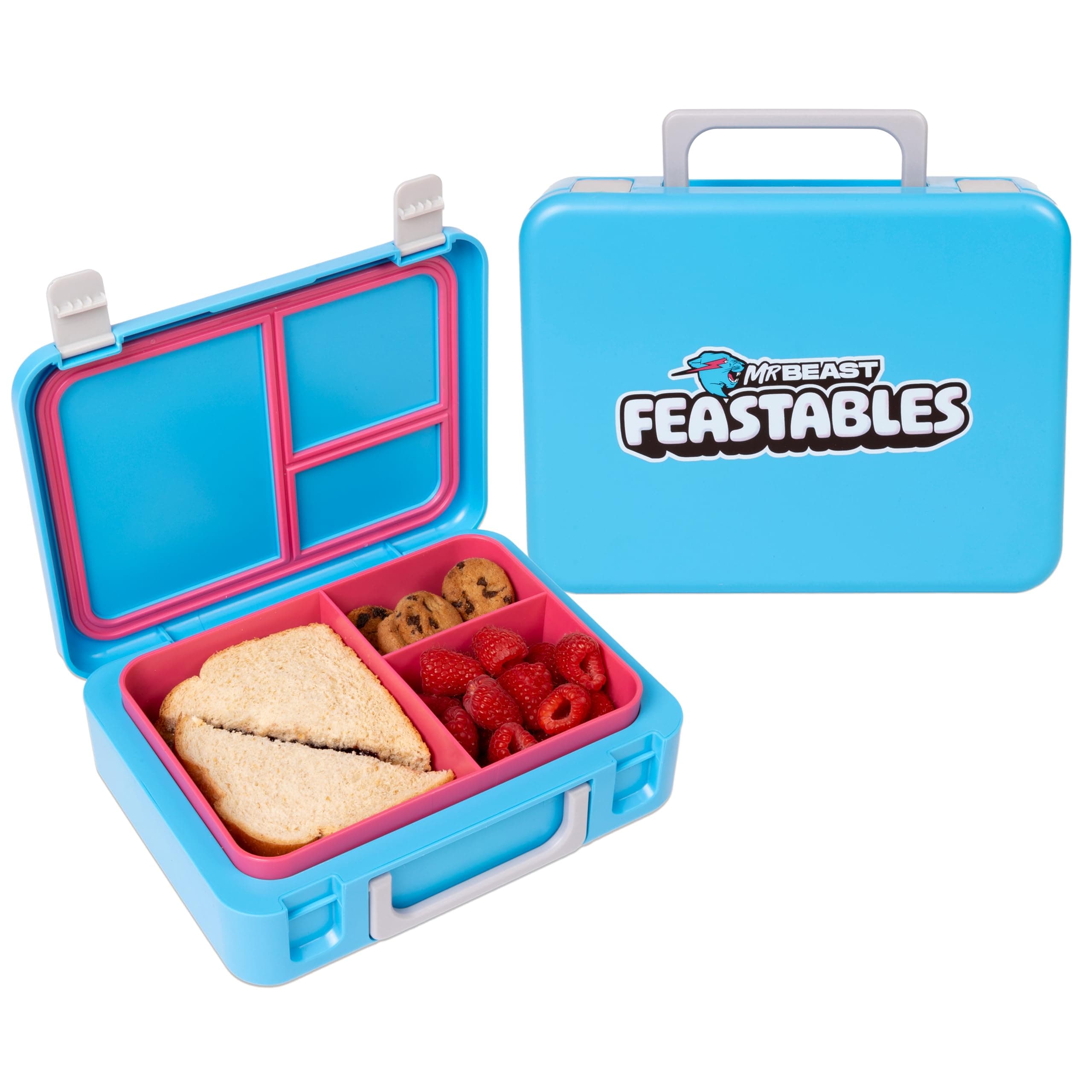 Mr. Beast Feastables Adjustable Bento Lunchbox- BPA Free, Snap Tight Lid, Removable Tray, Microwave & Freezer Safe, 9.25"x7"x2.75", Easy Clean, Kids Lunchbox with Adjustable Compartments