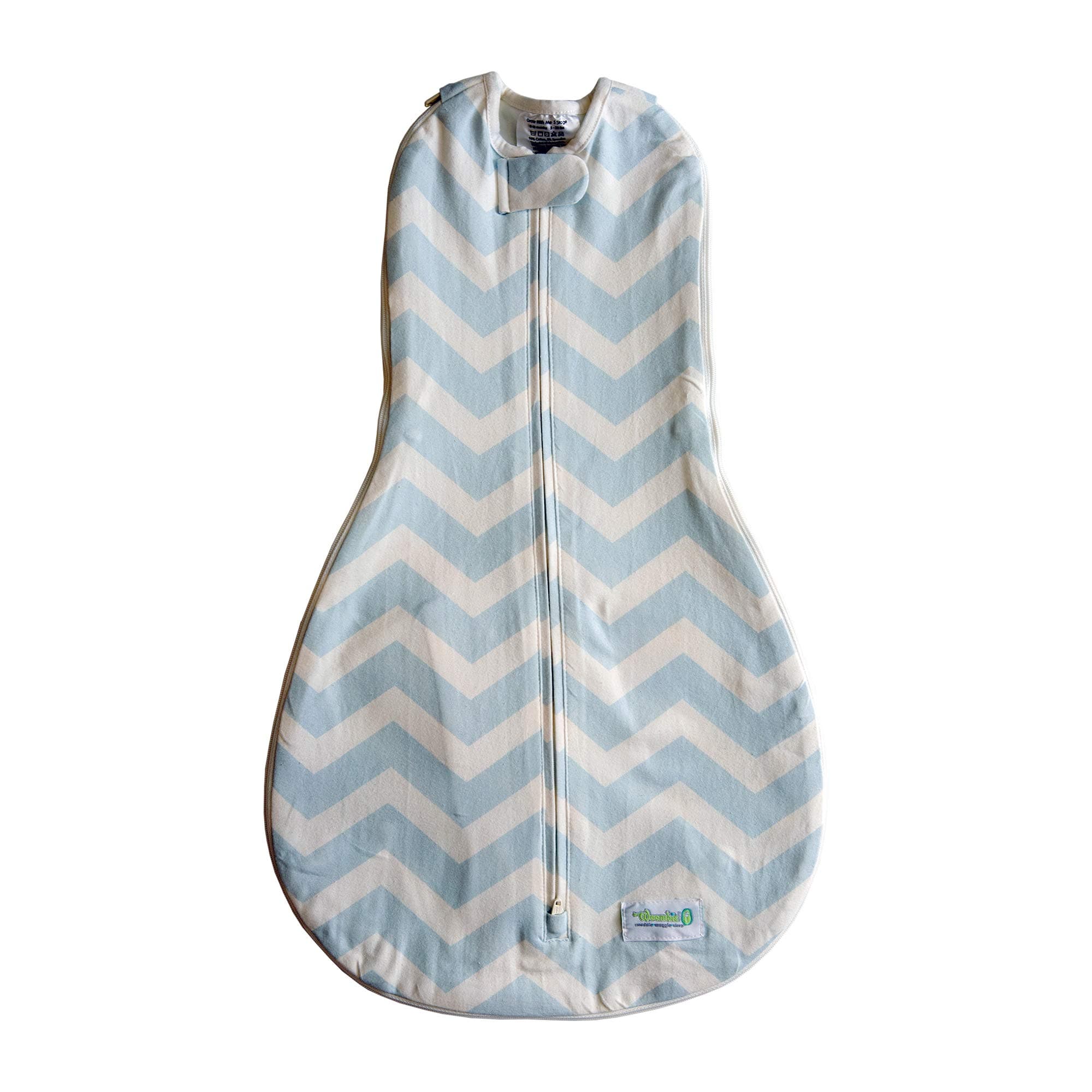 Woombie Grow with Me Baby Swaddle, Convertible Swaddle Fits Babies 0-9 Months, Expands to Wearable Blanket for Babies up to 18 Months, Dreamy Blue Chevron