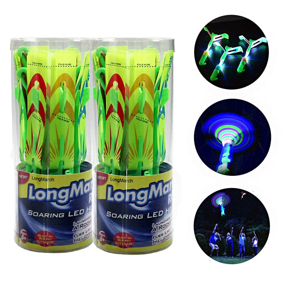 GJLX New Upgrade LED Helicopter Slingshot Rocket (2 Pack)