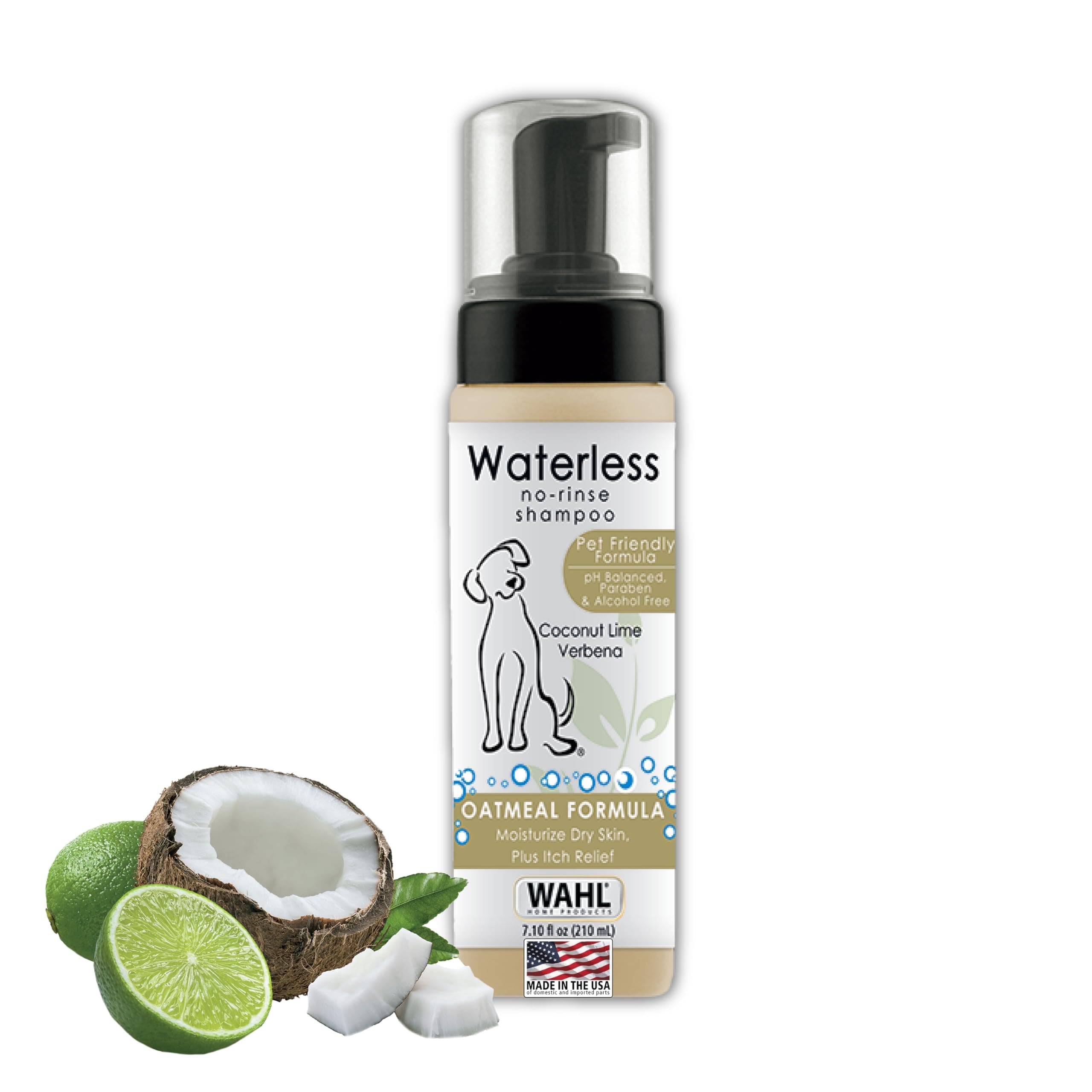 Pet Friendly Waterless No Rinse Shampoo for Animals – Oatmeal & Coconut Lime Verbena for Cleaning, Conditioning, Detangling, Moisturizing Dogs, Cats, Horses – 7.1 Oz