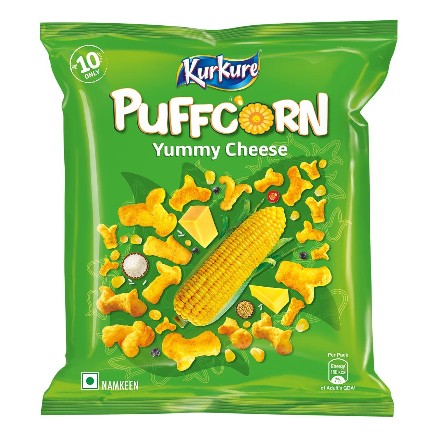 Yummy Cheese Puffcorn Namkeen, 28g /31.2g (weight may vary)