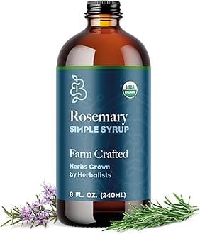 Bluestem Botanicals Organic Rosemary Simple Syrup, 8 oz, Cocktail and Mocktail Mixer for Drinks, Non-Alcoholic