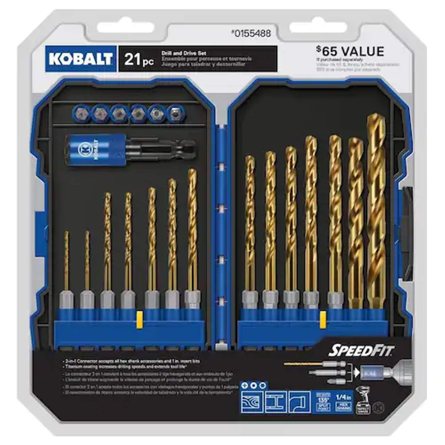 21-Piece Titanium Metal Twist Drill Bit Set by Kobalt
