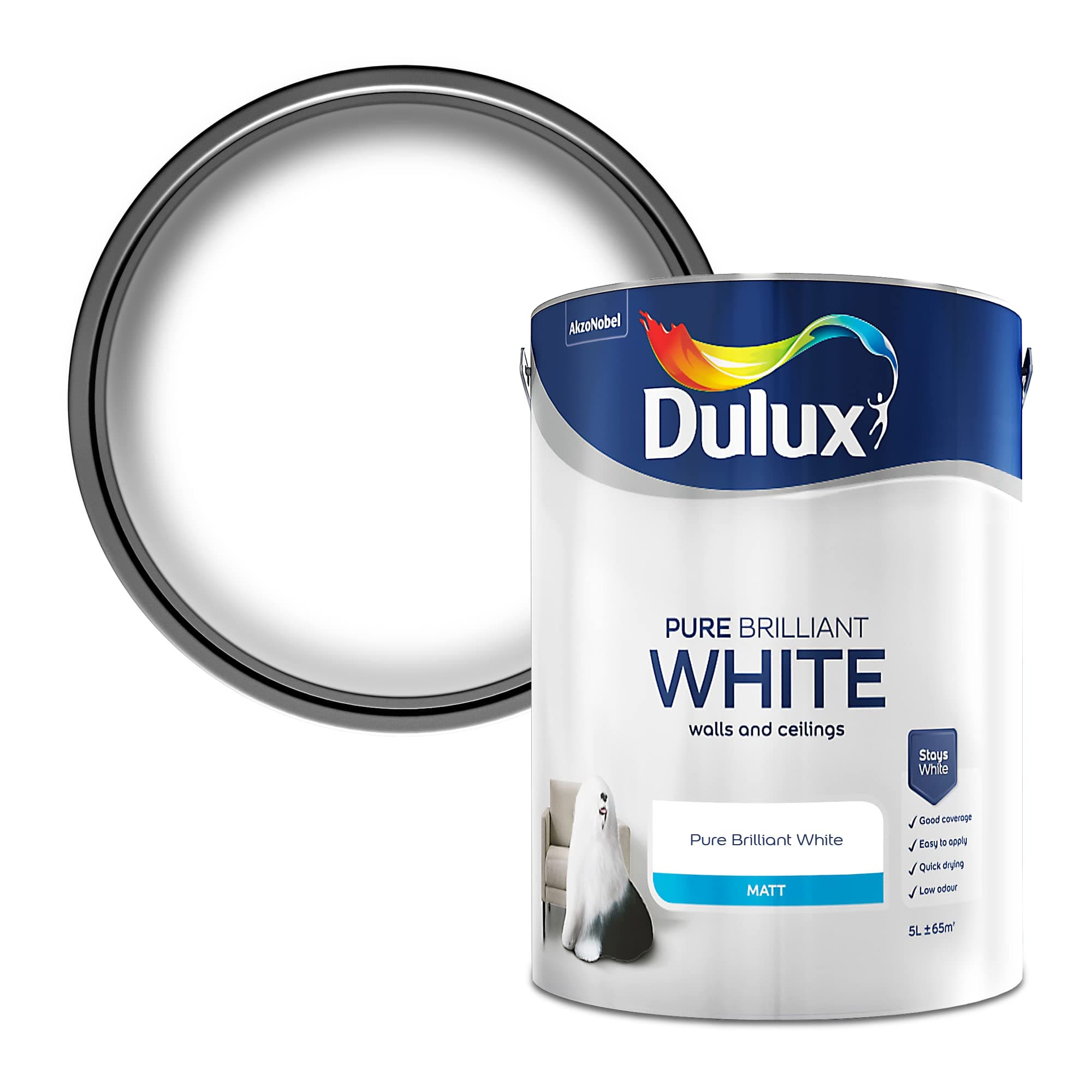 Walls & Ceilings Matt Emulsion Paint - Pure Brilliant White - 5L