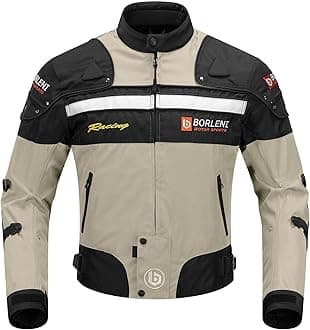 BORLENI Motorcycle Jacket Windproof Motorcycle Full Body Protective Gear CE Armor Suitable for All Seasons,Brown,L