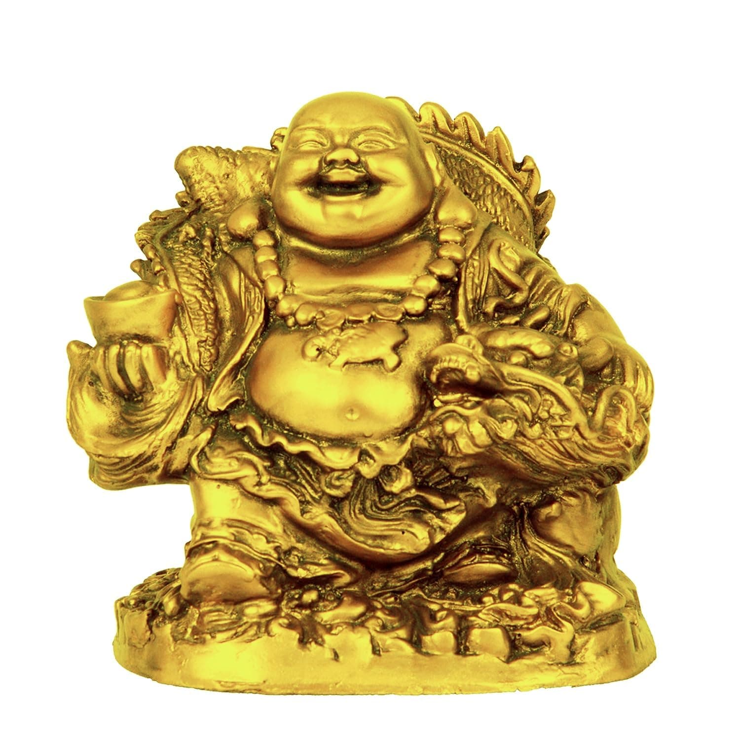 TIED RIBBONS Laughing Buddha Idol Statue Showpiece for Money Wealth and Good Luck (Multi, 12 x 11 cm) - Diwali Decoration Items for Home Decor Living Room Office Diwali Gift for Family and Friends