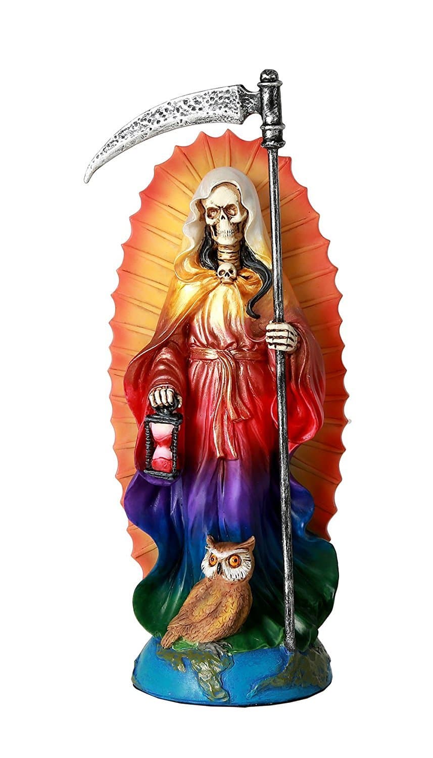 Pacific Giftware Santa Muerte Saint of Holy Death Standing Religious Statue 7.25 Inch Rainbow Tunic Seven Powers Santisima Muerte Sculpture